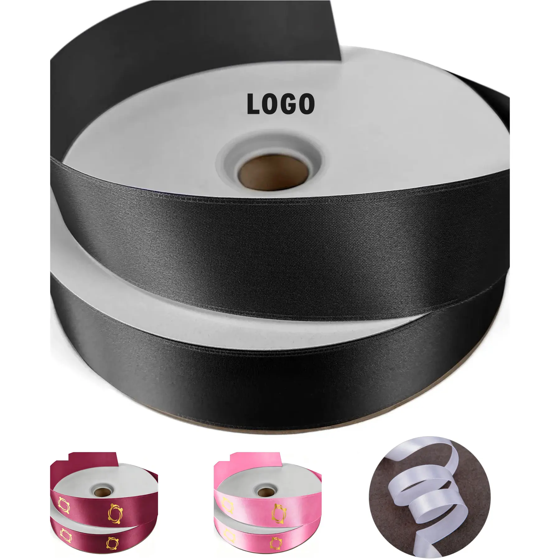 Custom Foil Printed Satin Ribbon Roll 100 Yards 2
