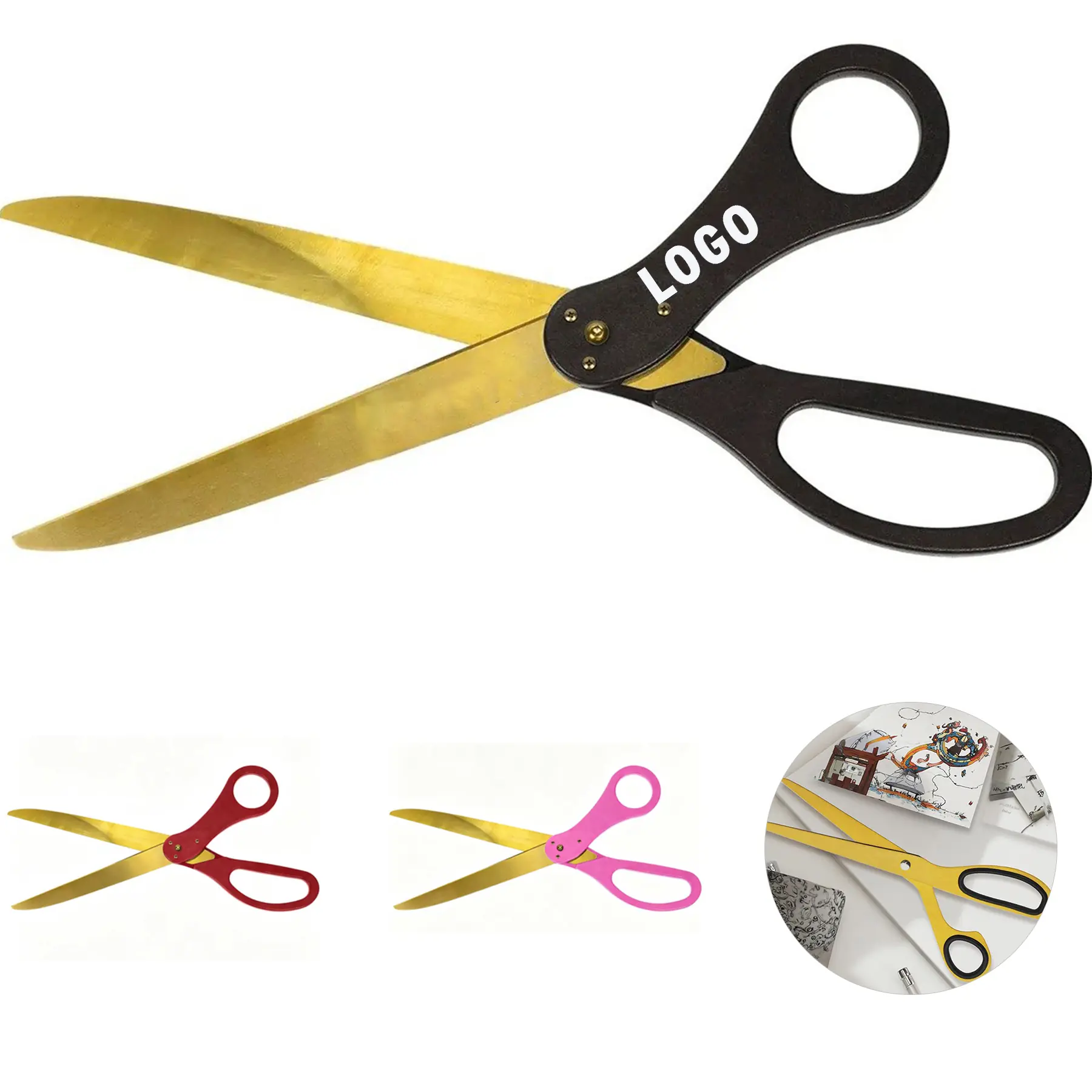 Customizable Gold Large Ceremonial Ribbon Cutting Scissors 2