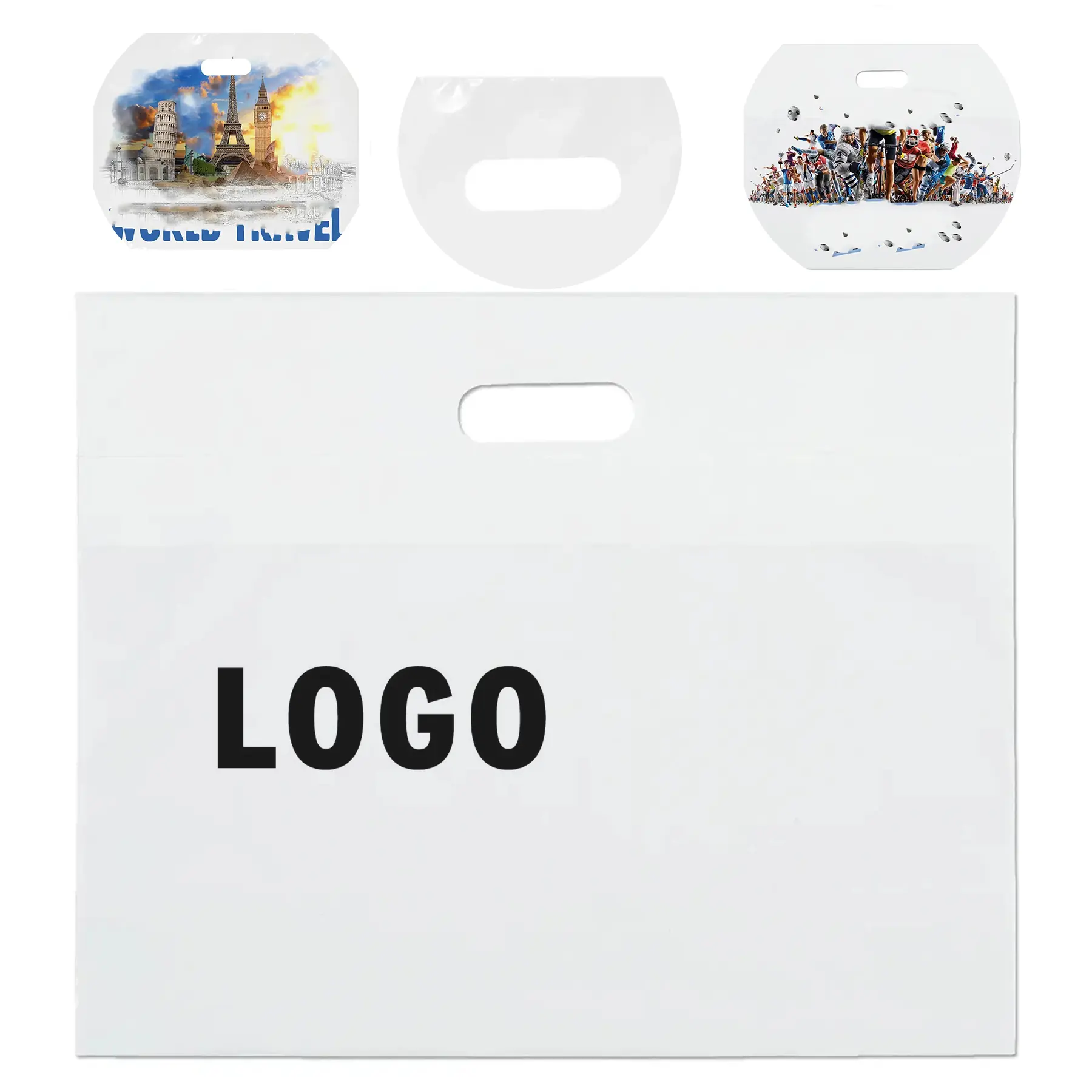 Custom Digital Full Color Die Cut Plastic Bags with Handles 2