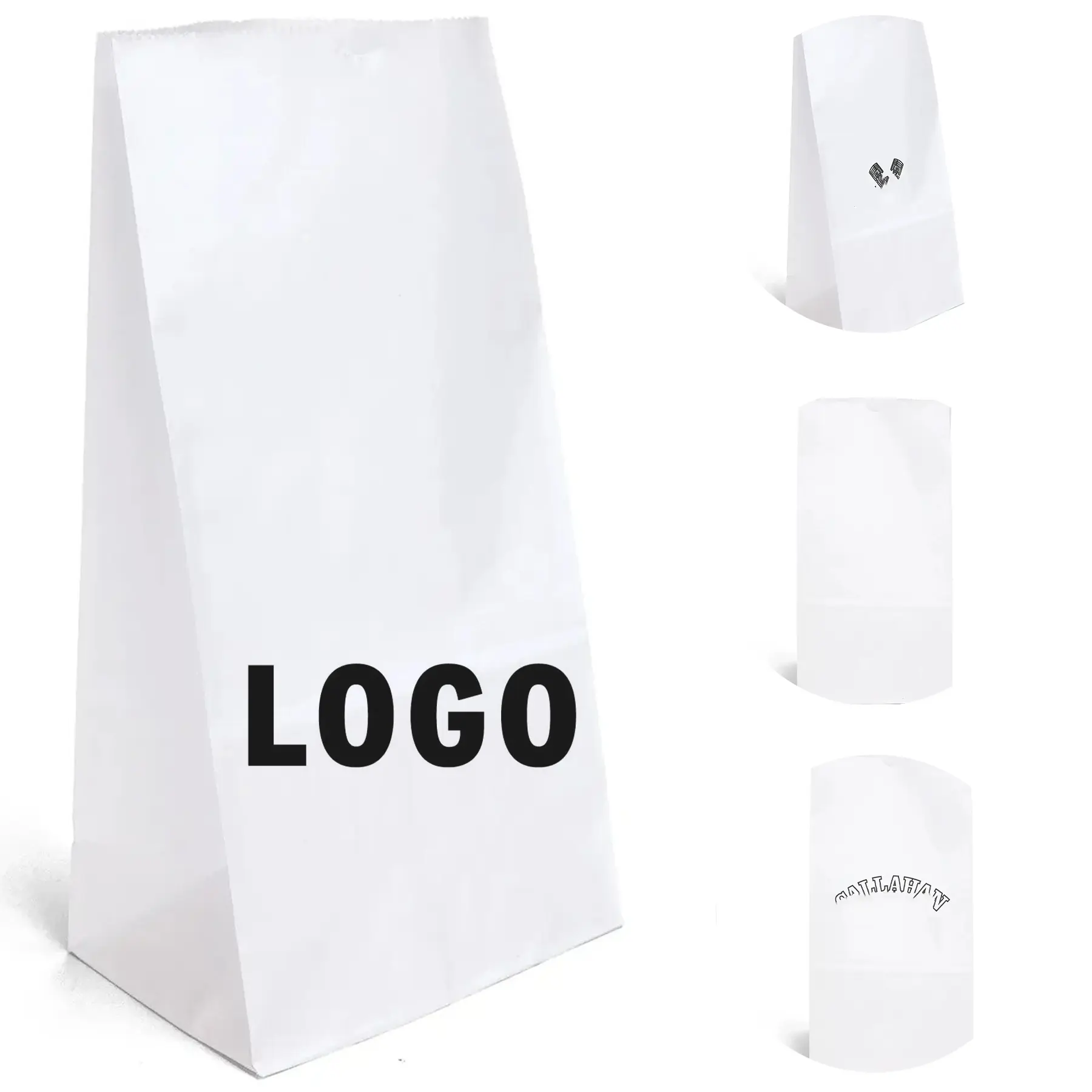 Flexo Printed White Paper Bag Side Gusset Serrated Top 2