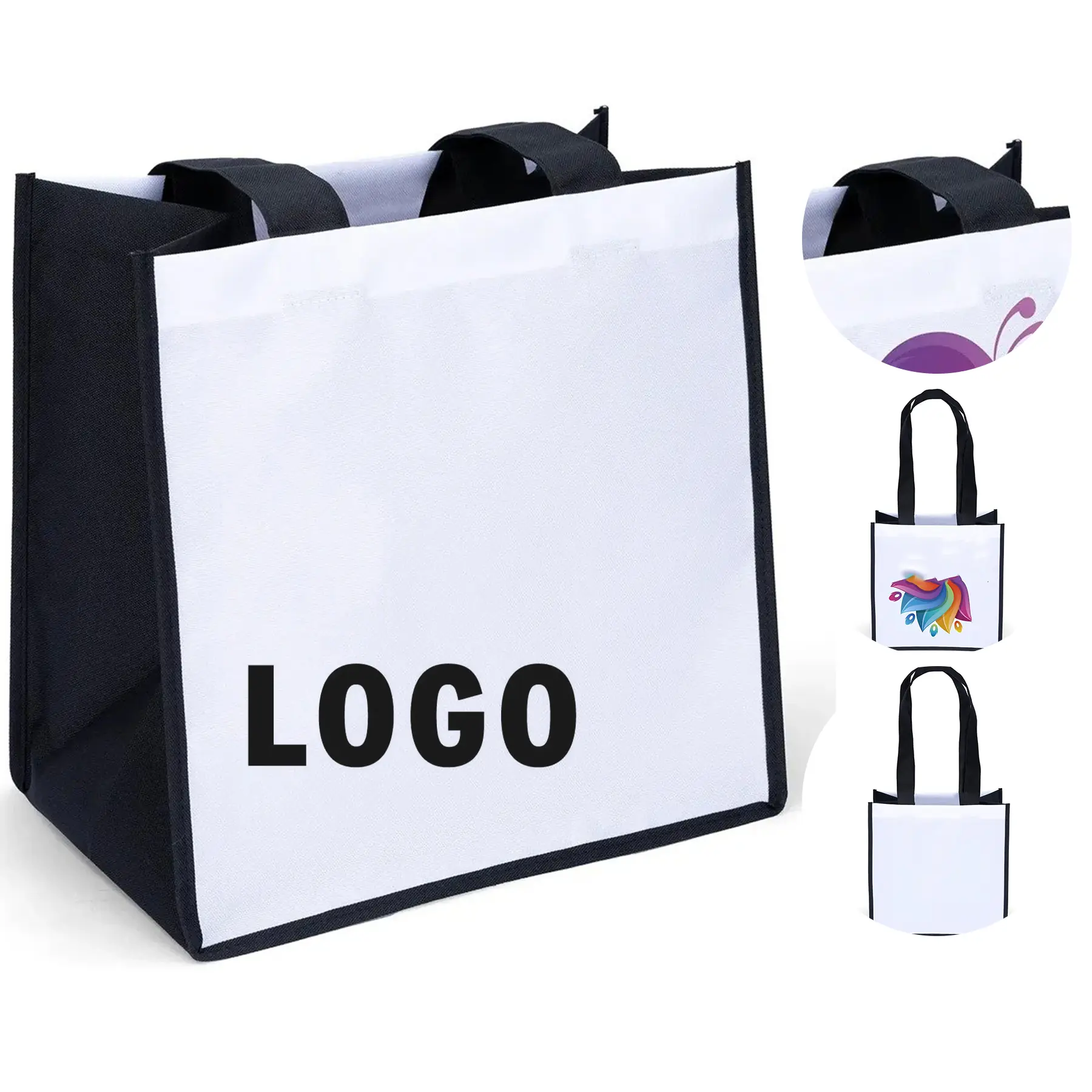Heavy Duty Tote Bag Polyester Sublimation White Front Back 2