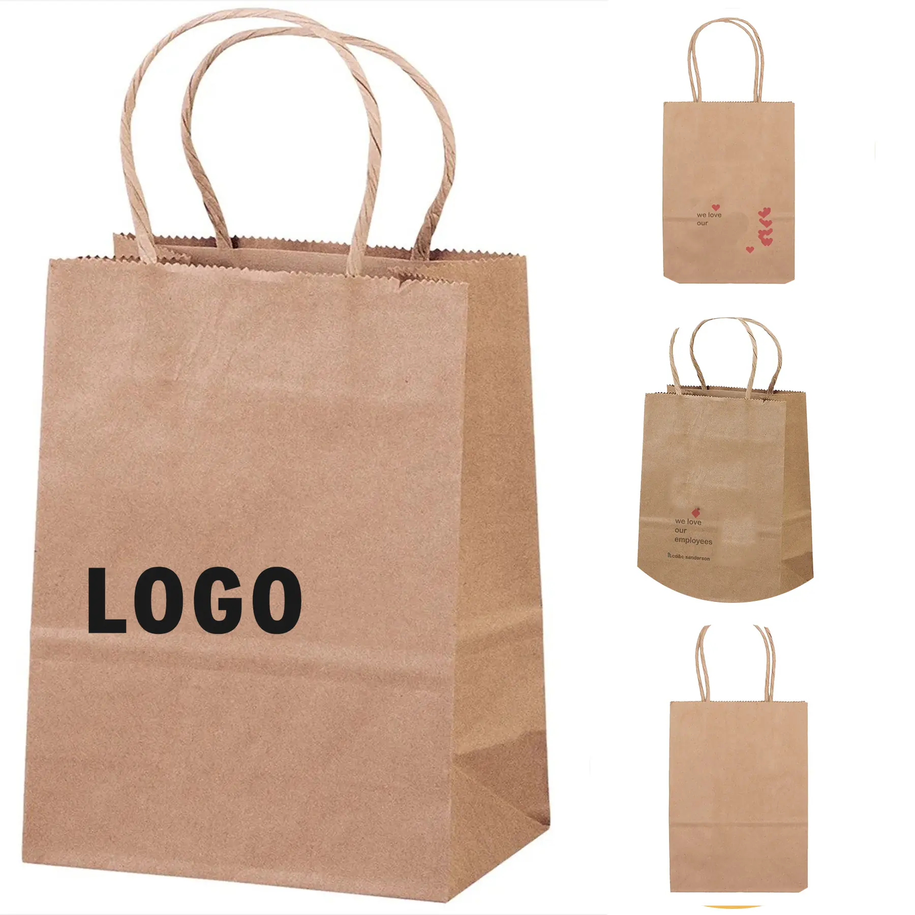 Brown Kraft Paper Shopping Bags Twisted Handles 100 Percent Recycled 2