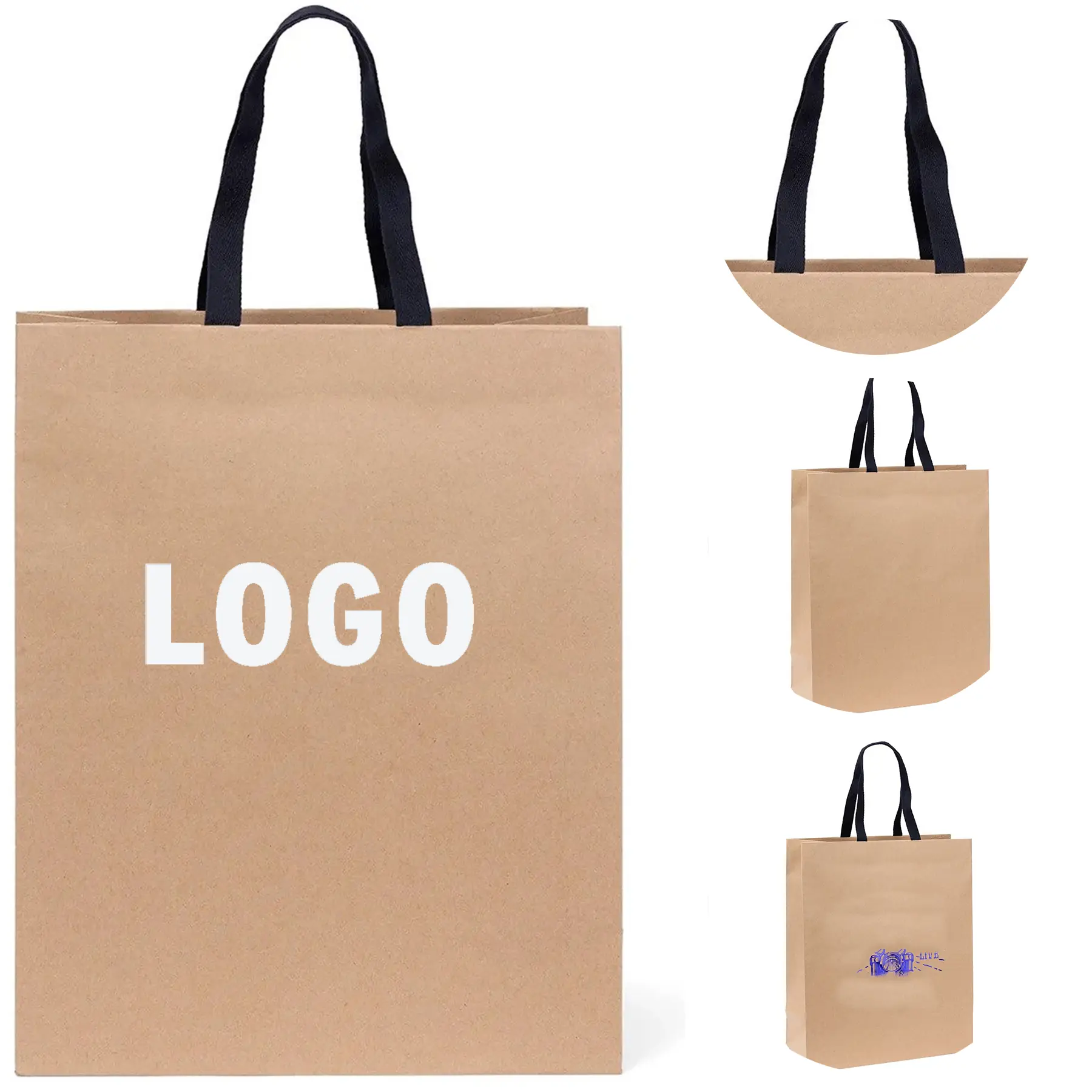 Woven Handle Recycled Kraft Paper Tote Bag 2