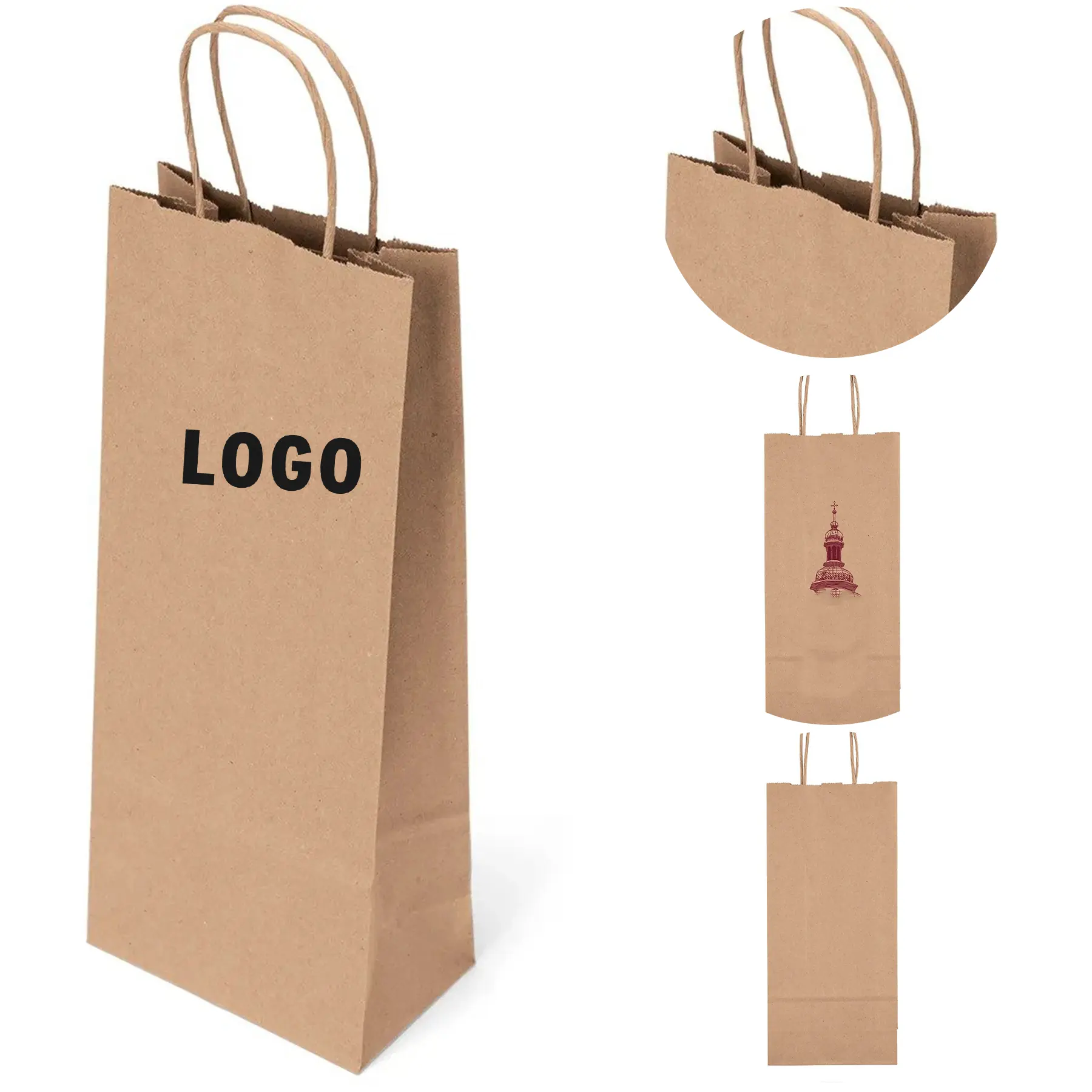 Brown Kraft Paper Shopping Bags Twisted Handles Recycled Eco Friendly 2