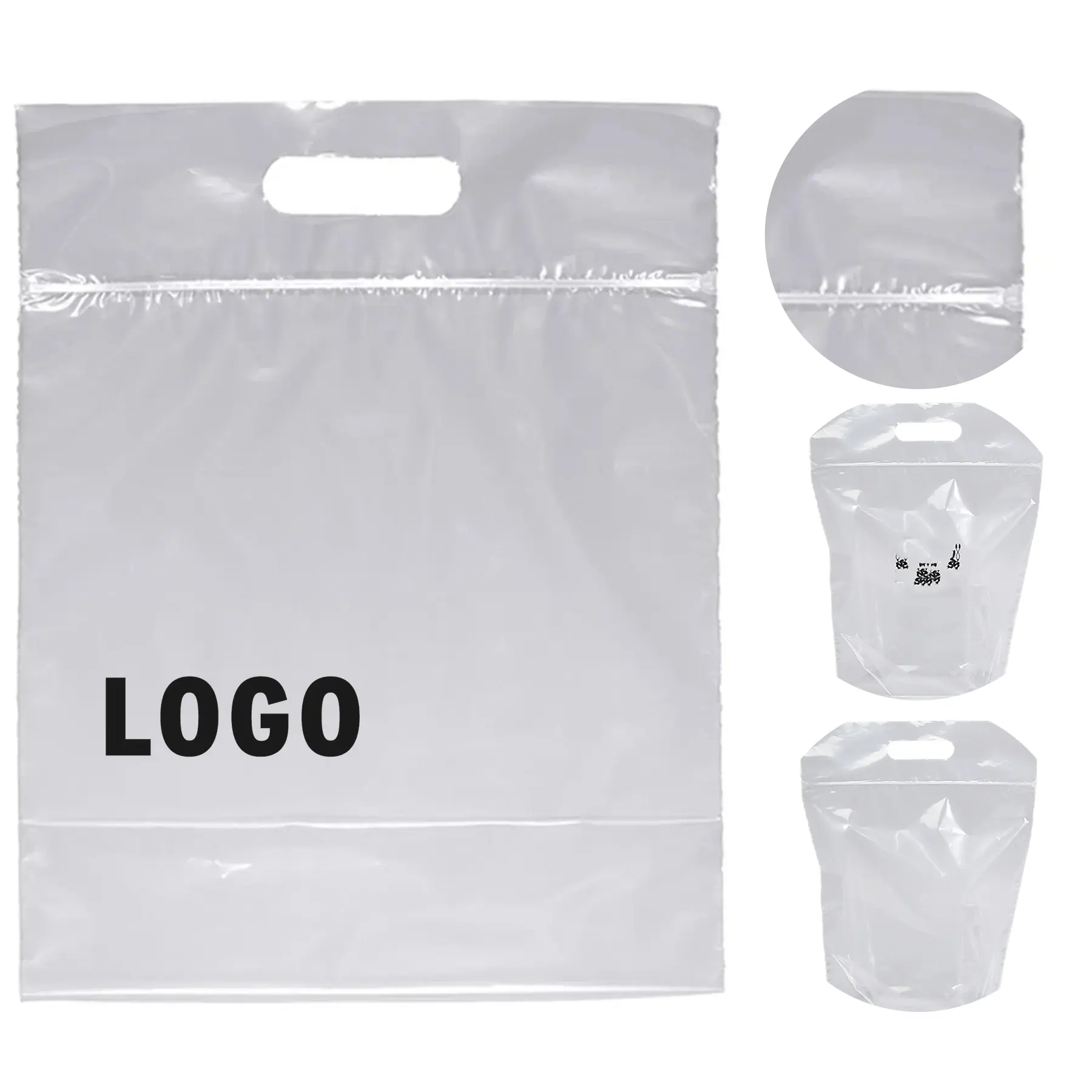 Clear Resealable Poly Tote Bags with Die Cut Handles 2