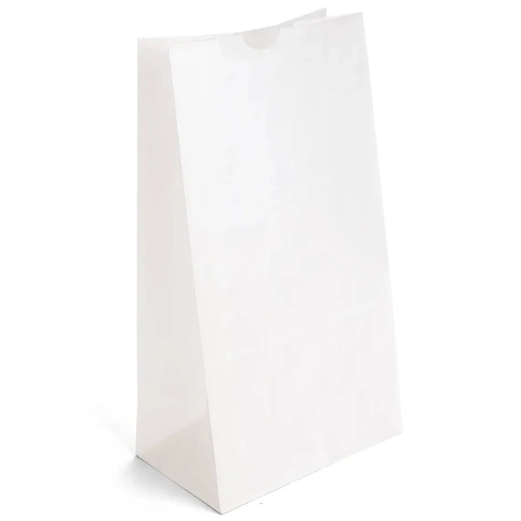 Durable White Paper Bag with Side Gusset Serrated Top