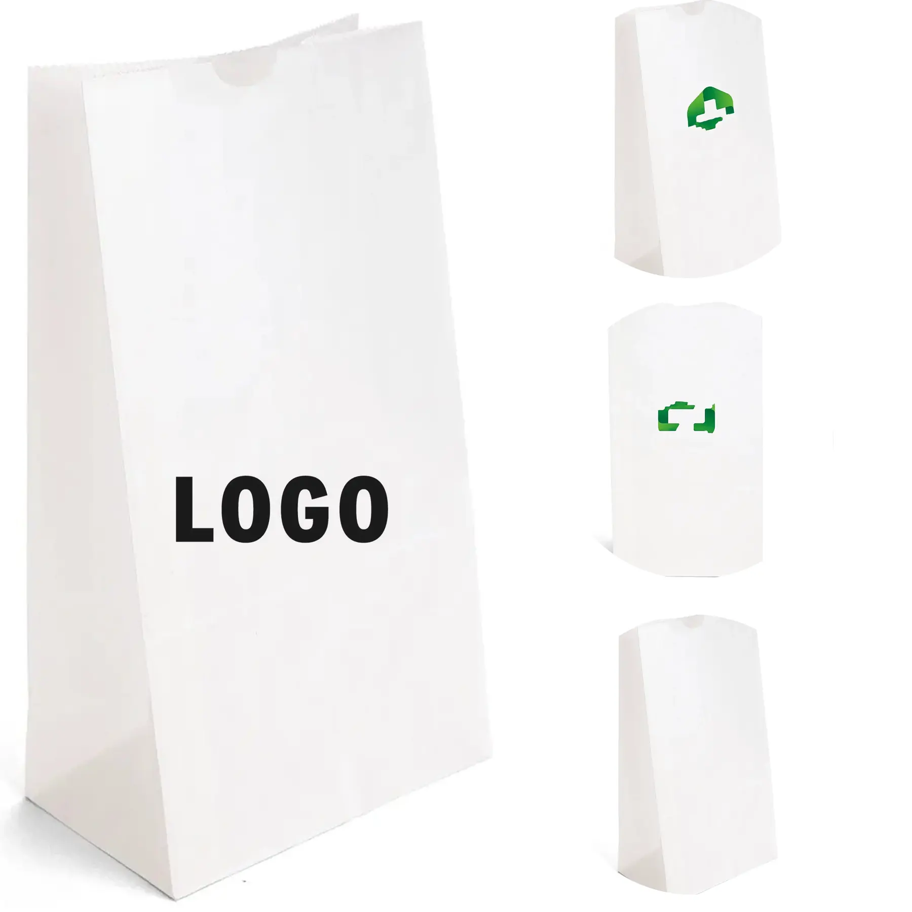 Durable White Paper Bag with Side Gusset Serrated Top 2