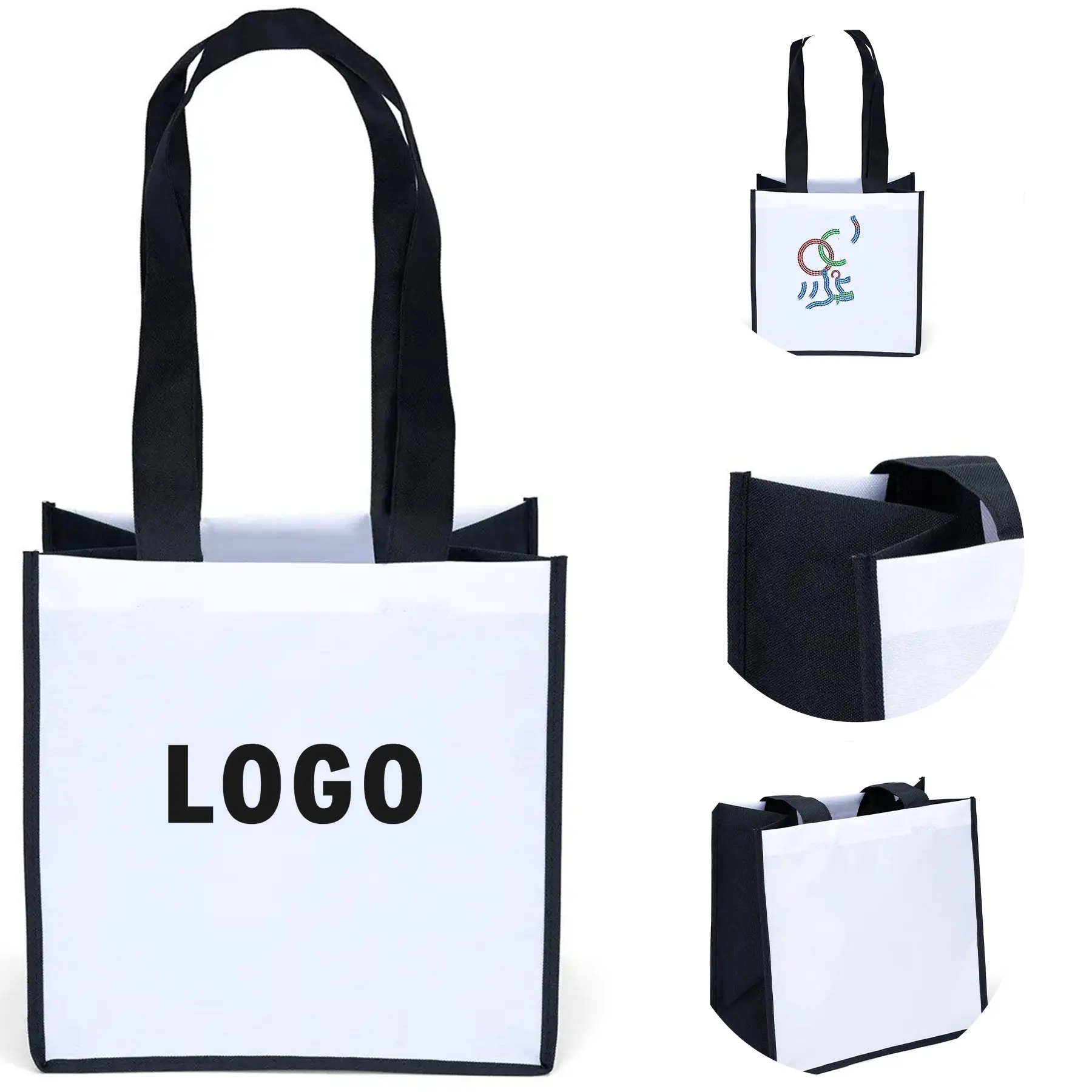 Heavy Duty Sparkle Polyester Tote Bag Black Handles 2