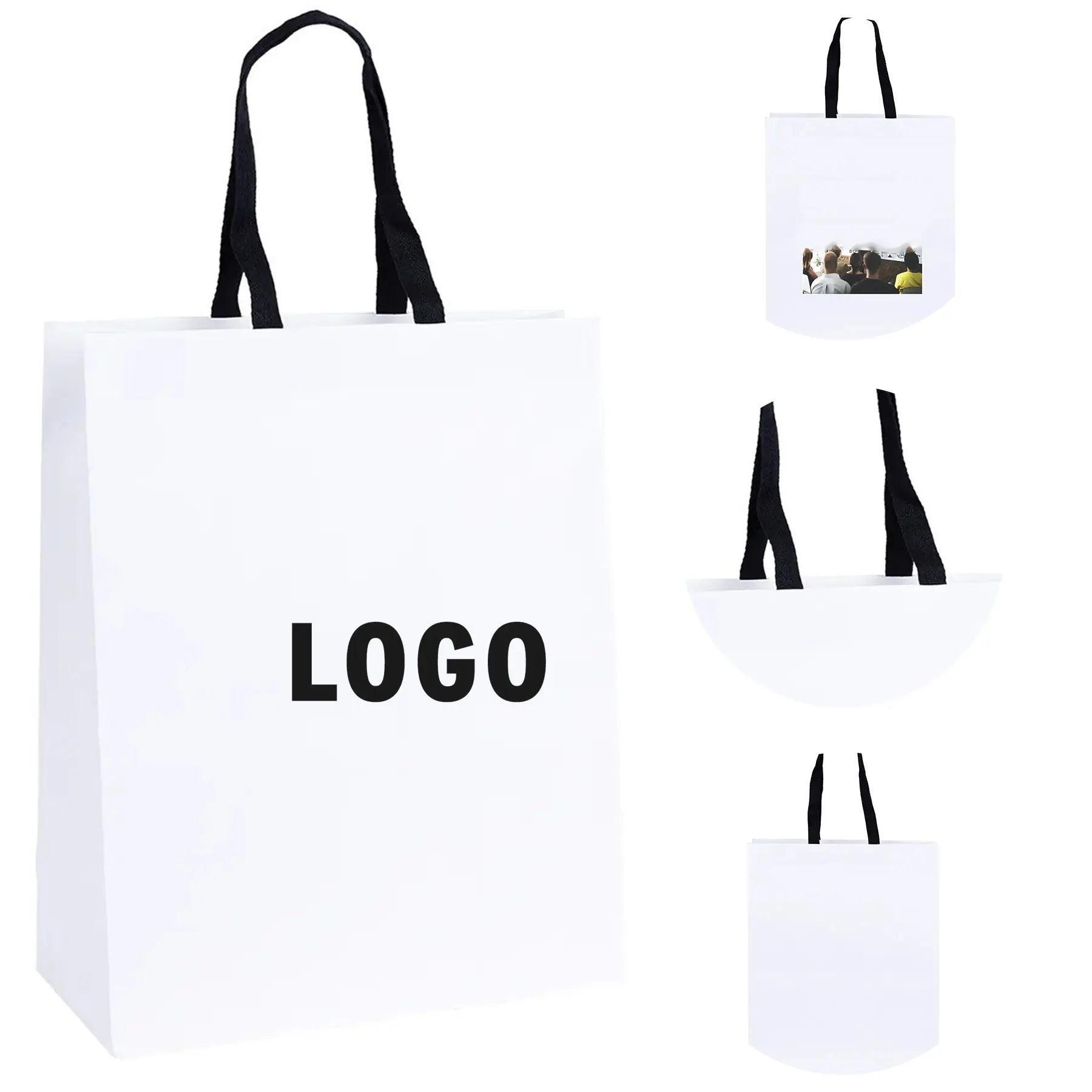 White Woven Handle Paper Tote Bag - Euro Style 2