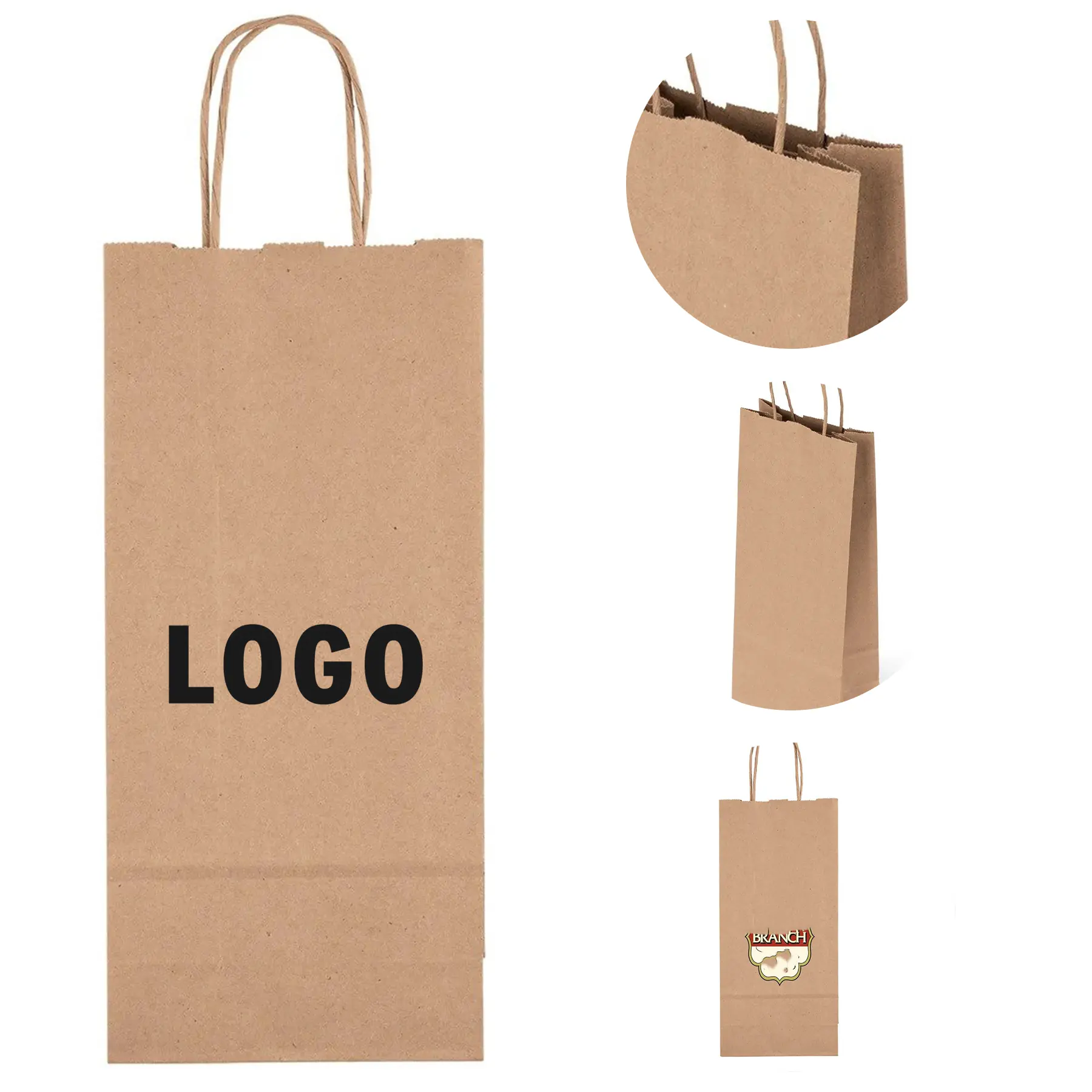Kraft Paper Shopping Bags Twisted Handles Eco Friendly Recycled 2