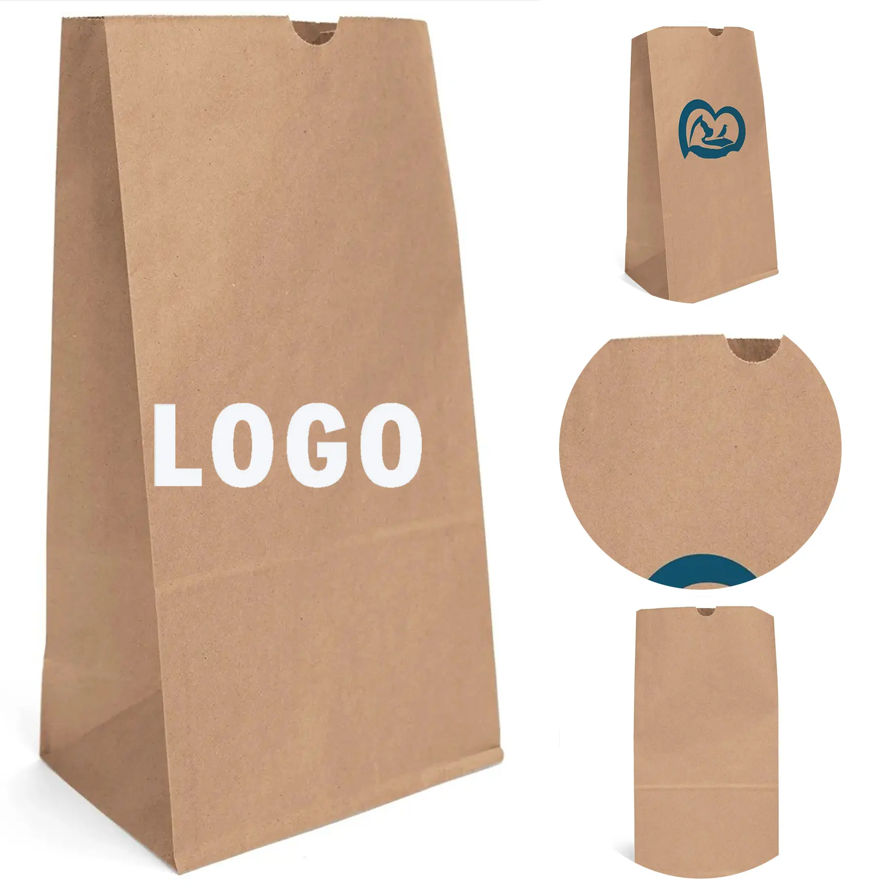 Brown Kraft Paper Shopping Bag Serrated Top Side Gusset 2