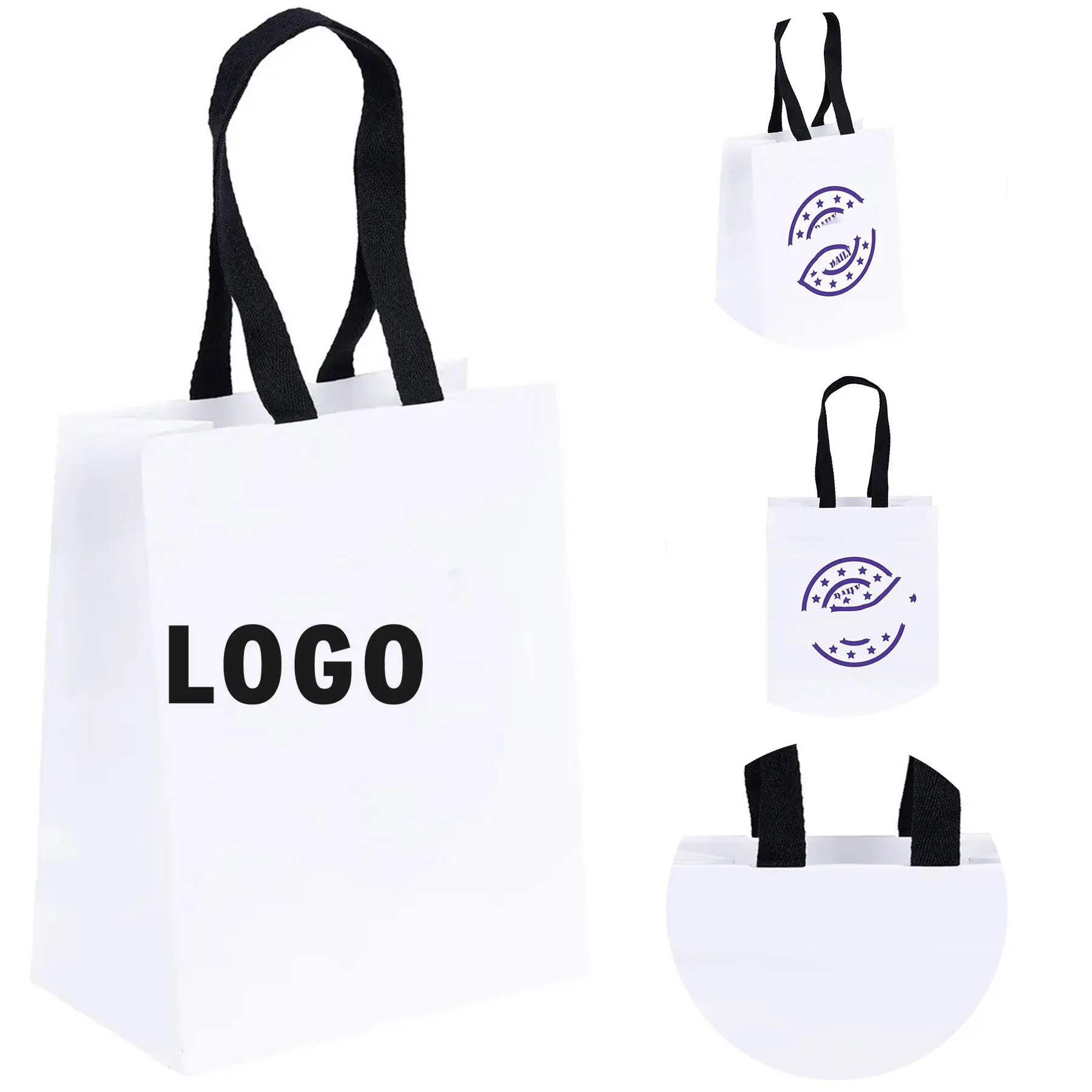European Style White Woven Handle Paper Tote Bag 2