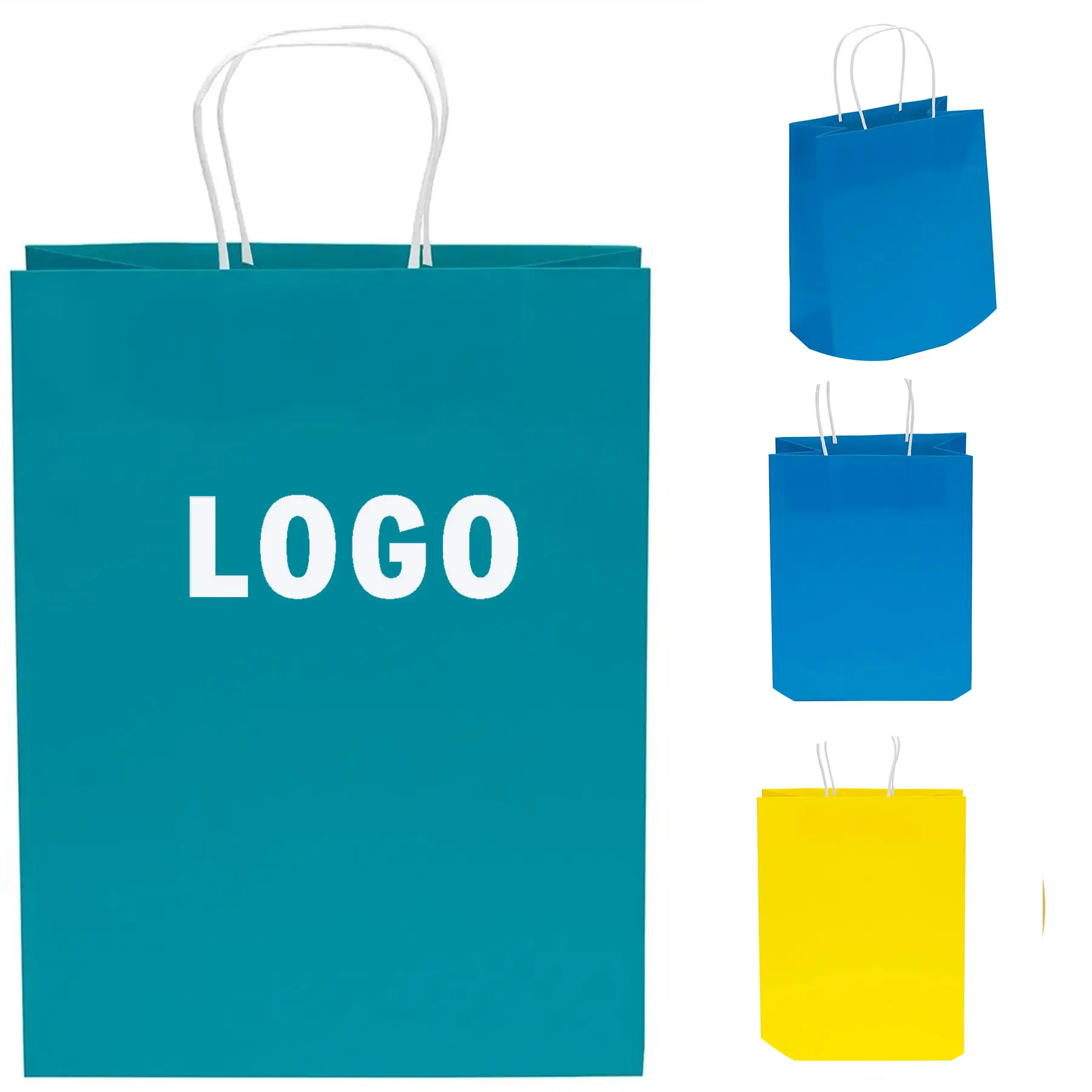 Assorted Color Paper Bags Twisted Handle Matte Finish 2