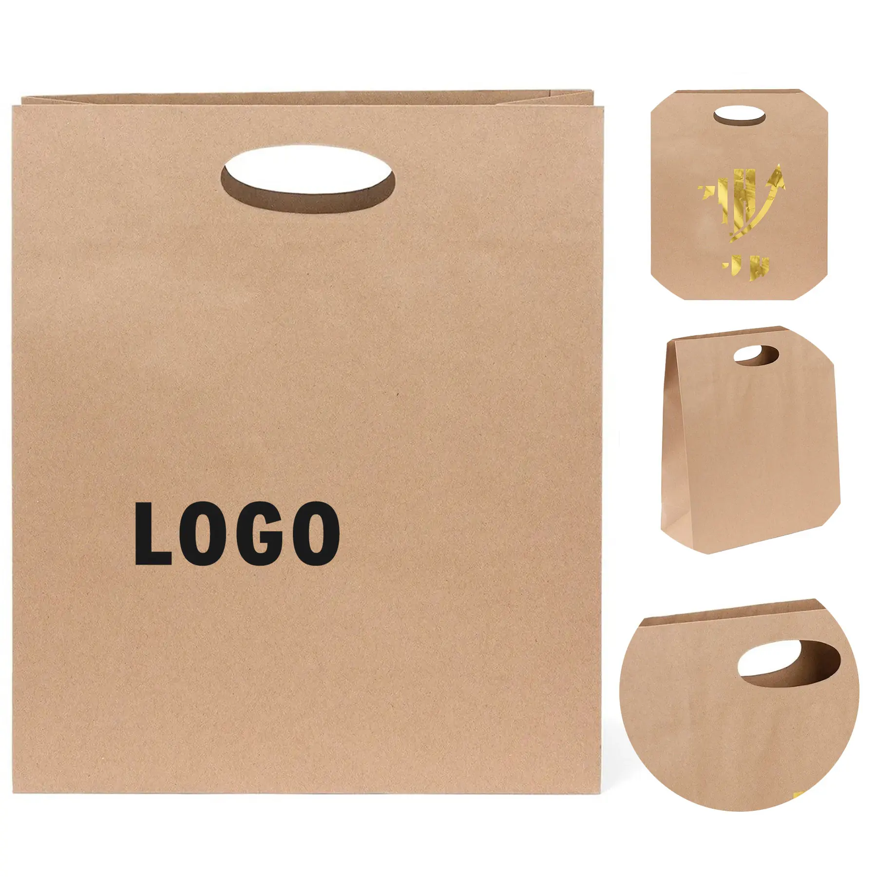 Eco Kraft Die Cut Shopping Bag Foil Design 2