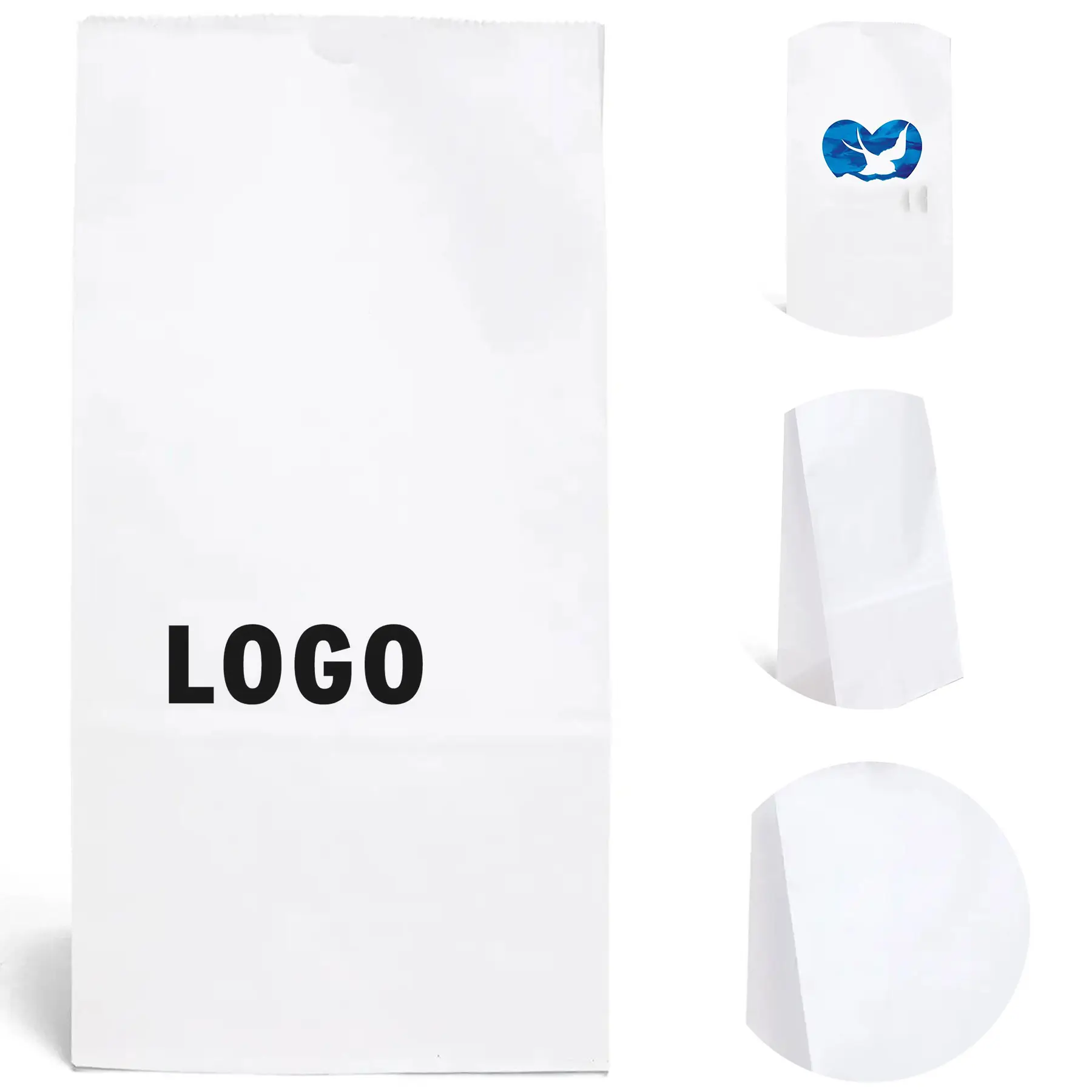 White Paper Gift Sack Foil Print Serrated Top 2