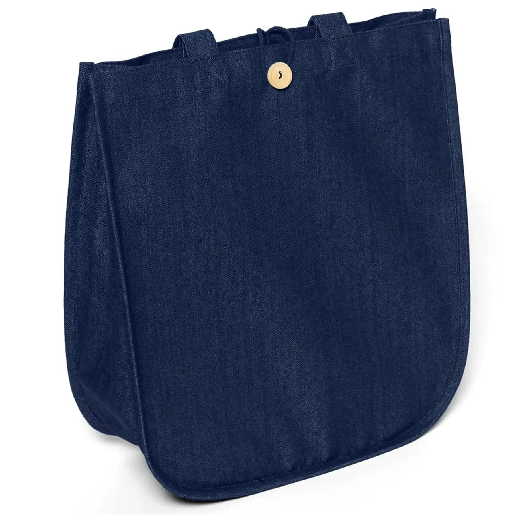 Sparkle Denim Tote Bag Wooden Button Closure