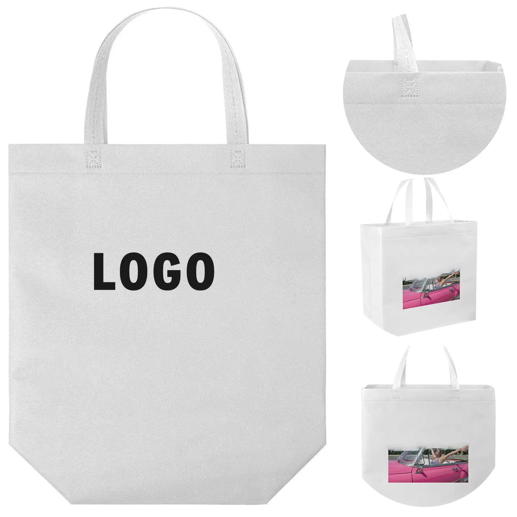 Custom Eco Non Woven Shopping Tote Bags Bulk Promotional Reusable 2