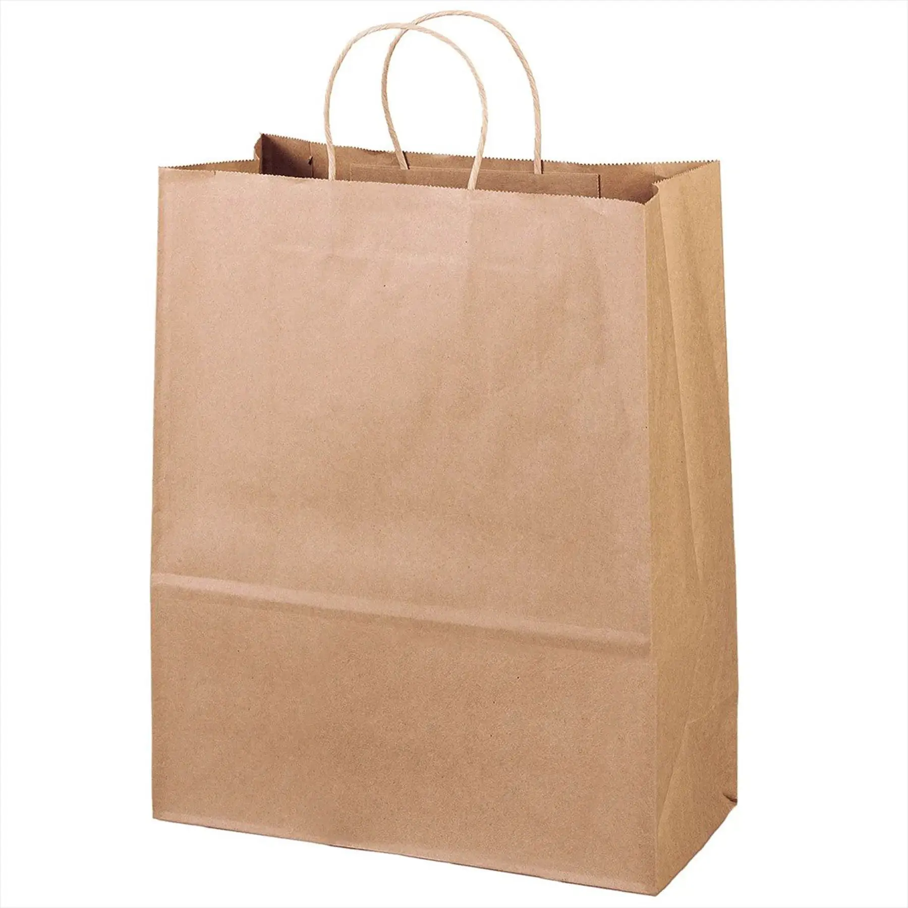 Kraft Brown Paper Shopping Bags Twisted Paper Handles Recycled Material