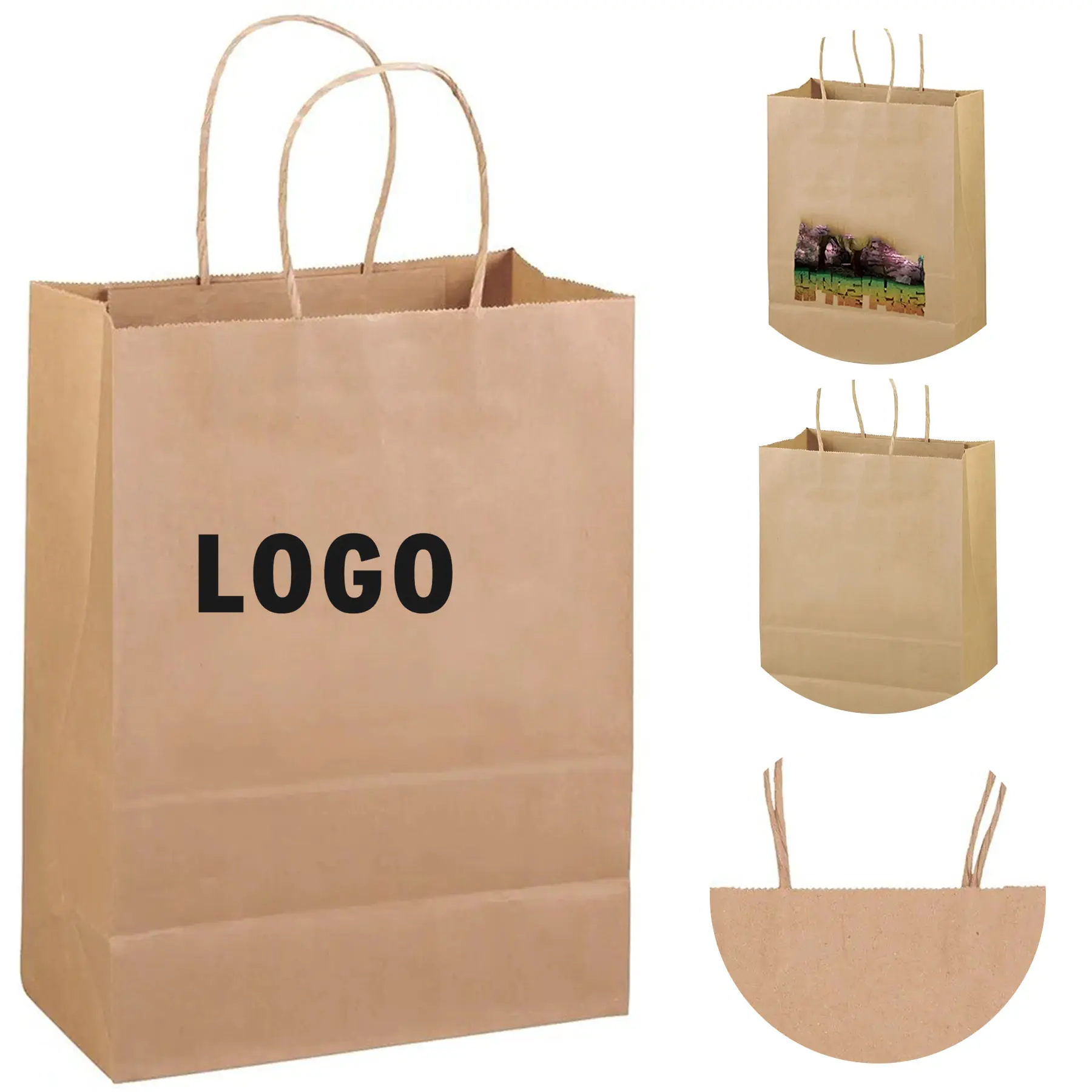 Eco Kraft Brown Paper Shopping Bags Twisted Handles 2
