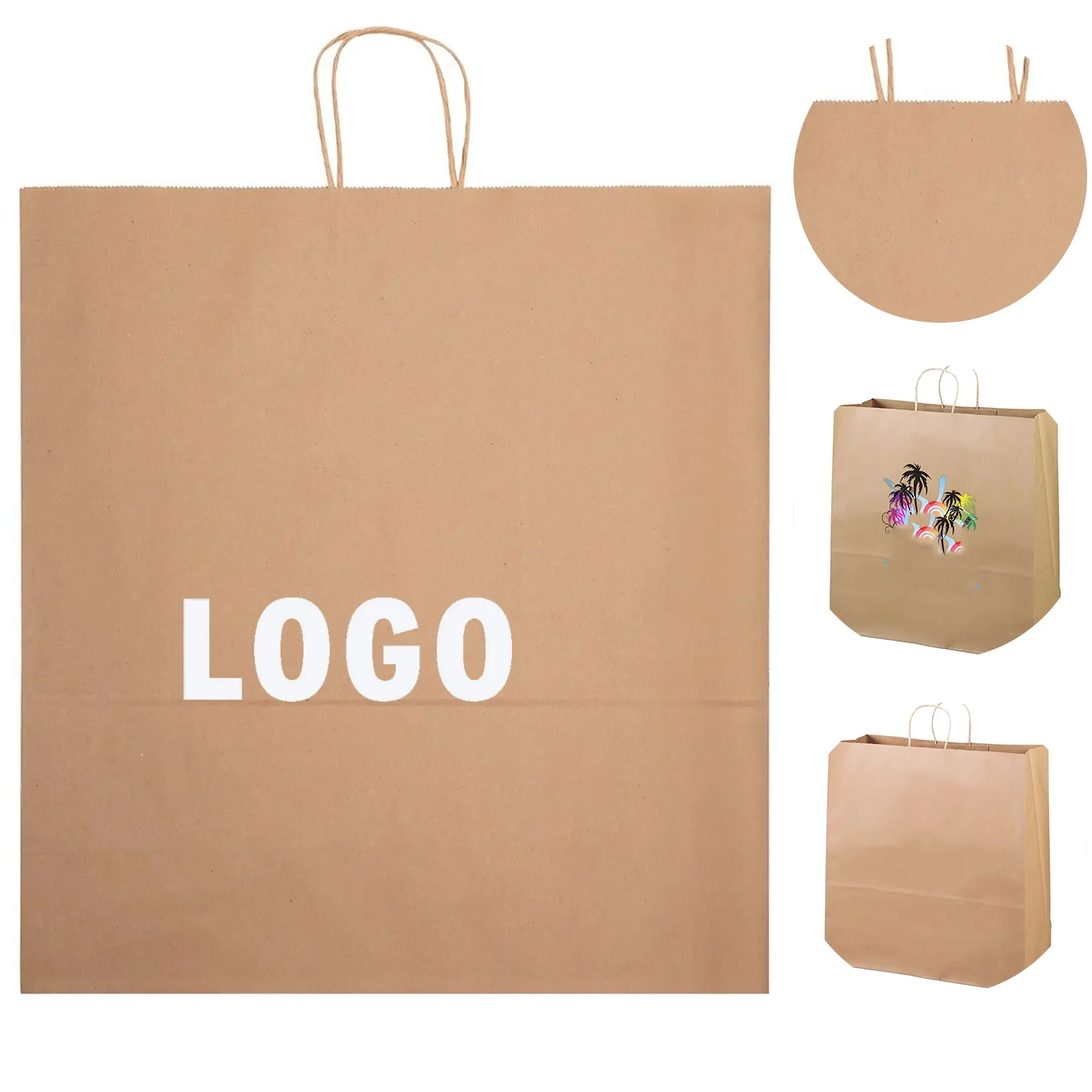 Large Brown Kraft Shopping Bags Twisted Handles Eco Friendly 2