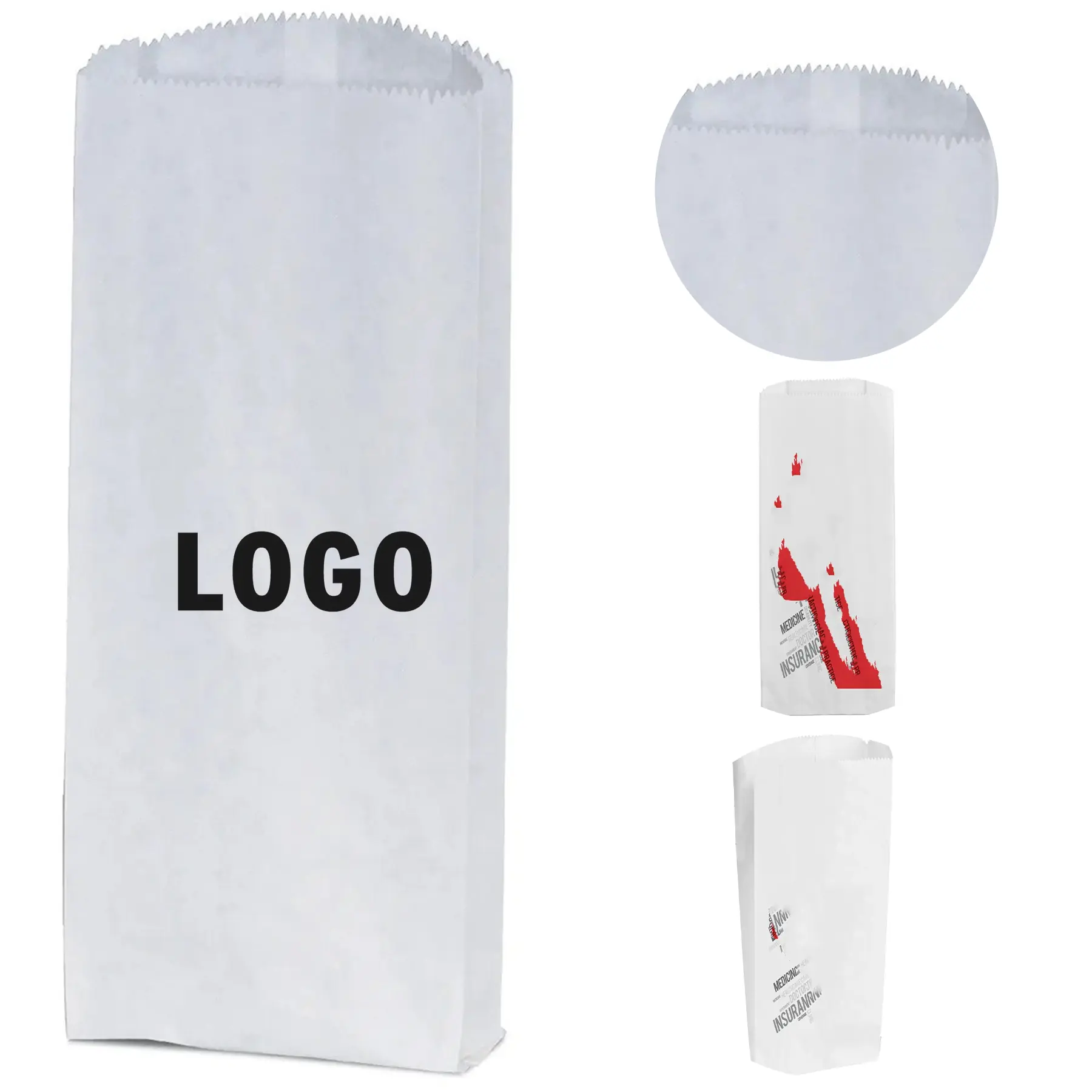 White Paper Pharmacy Sack Serrated Top 2