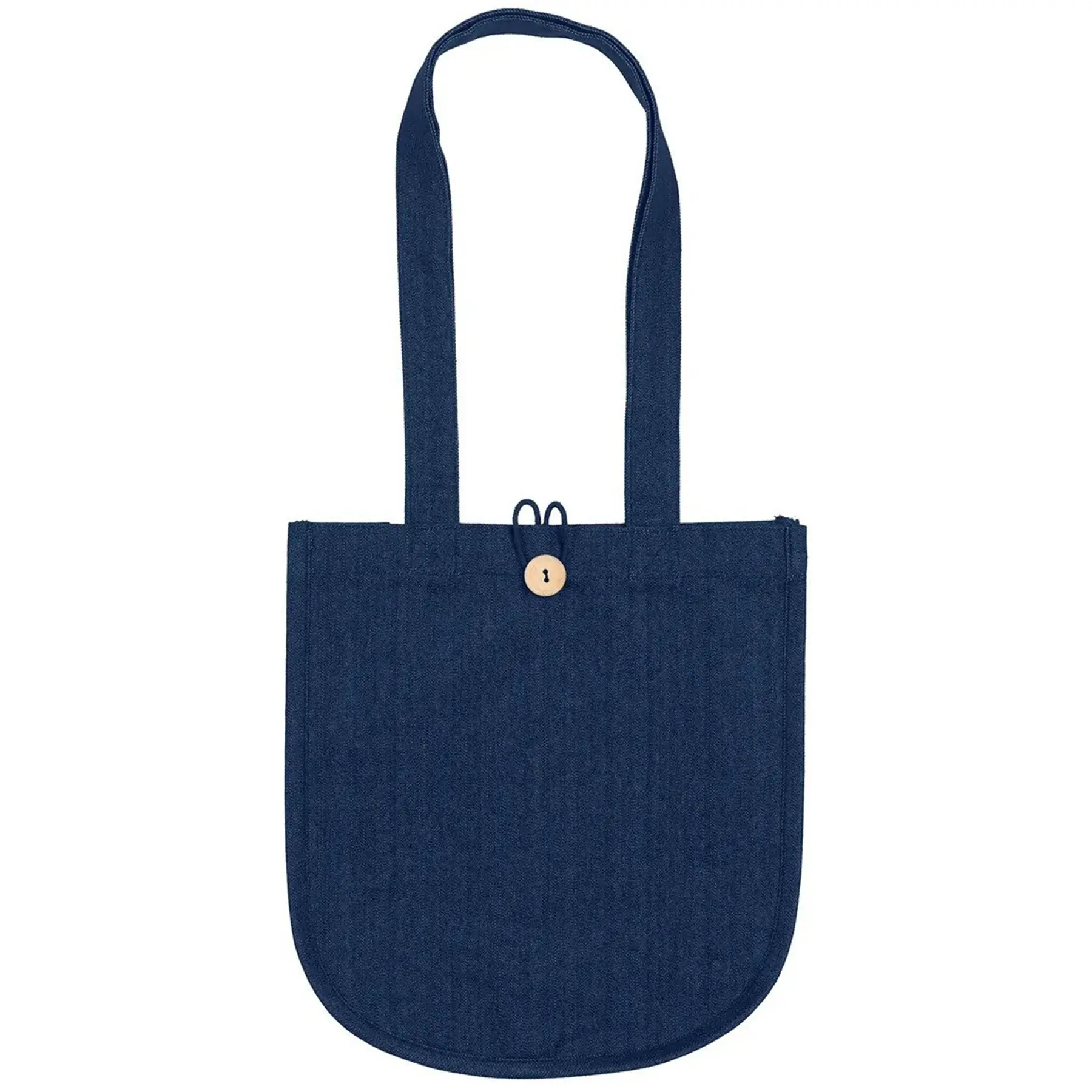 Sparkle Denim Tote Bag Wooden Button Closure