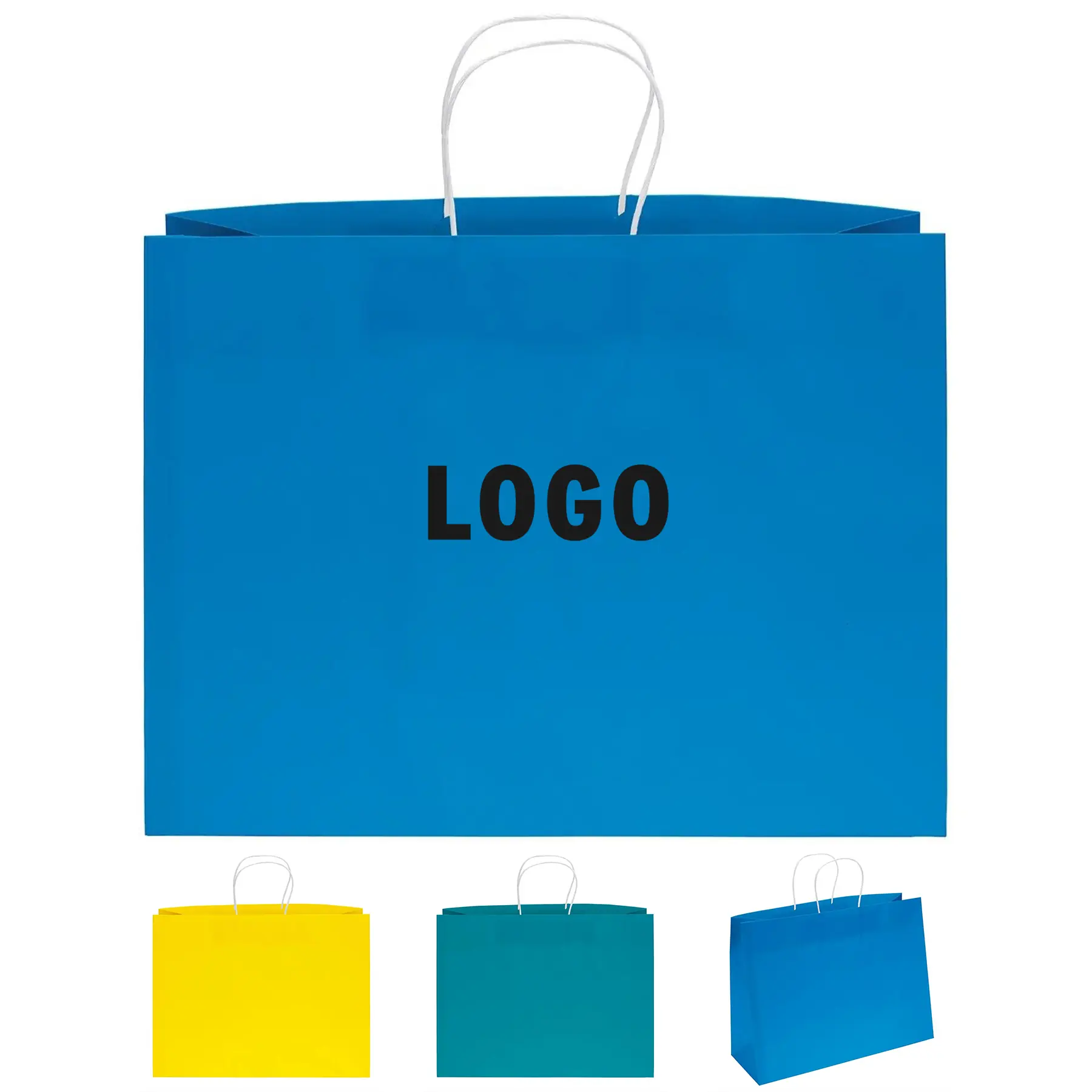 Foil Print Matte Paper Gift Bags Fold Top Twisted Handles 2