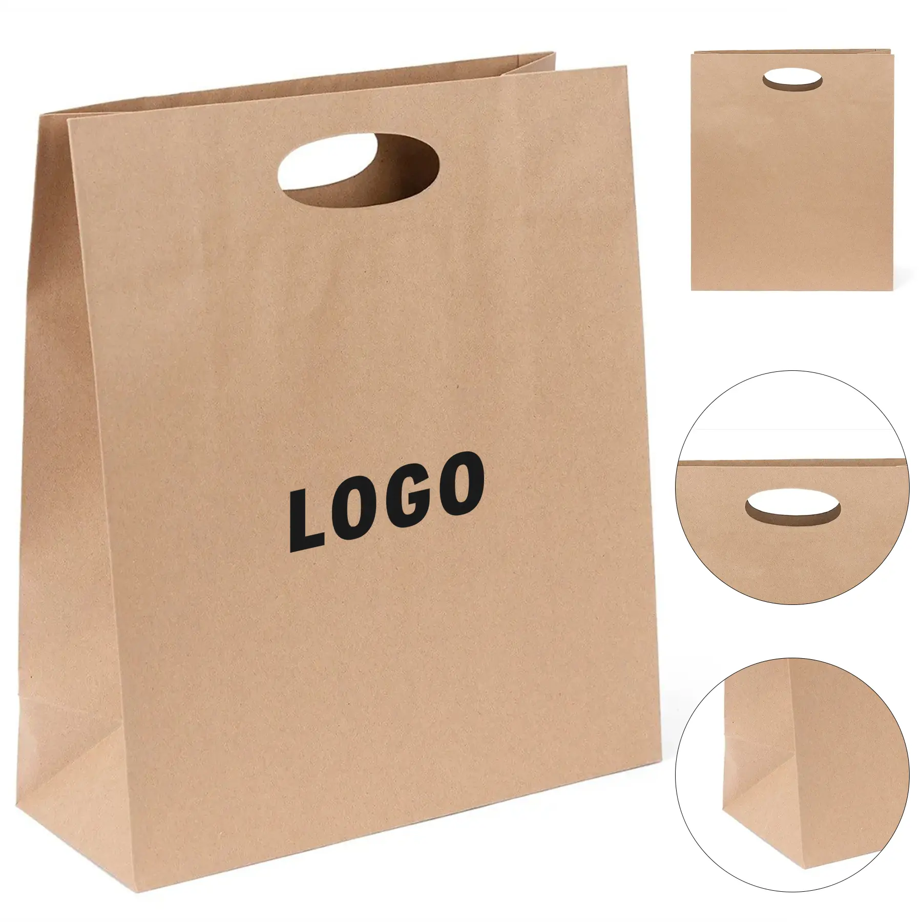 Recycled Eco Kraft Paper Shopping Bag Die Cut Handles 2