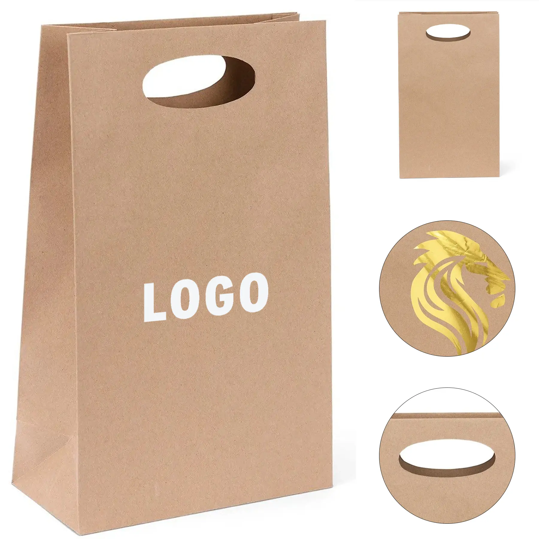 Foil Print Recycled Paper Shopping Bag Die Cut Handles 2