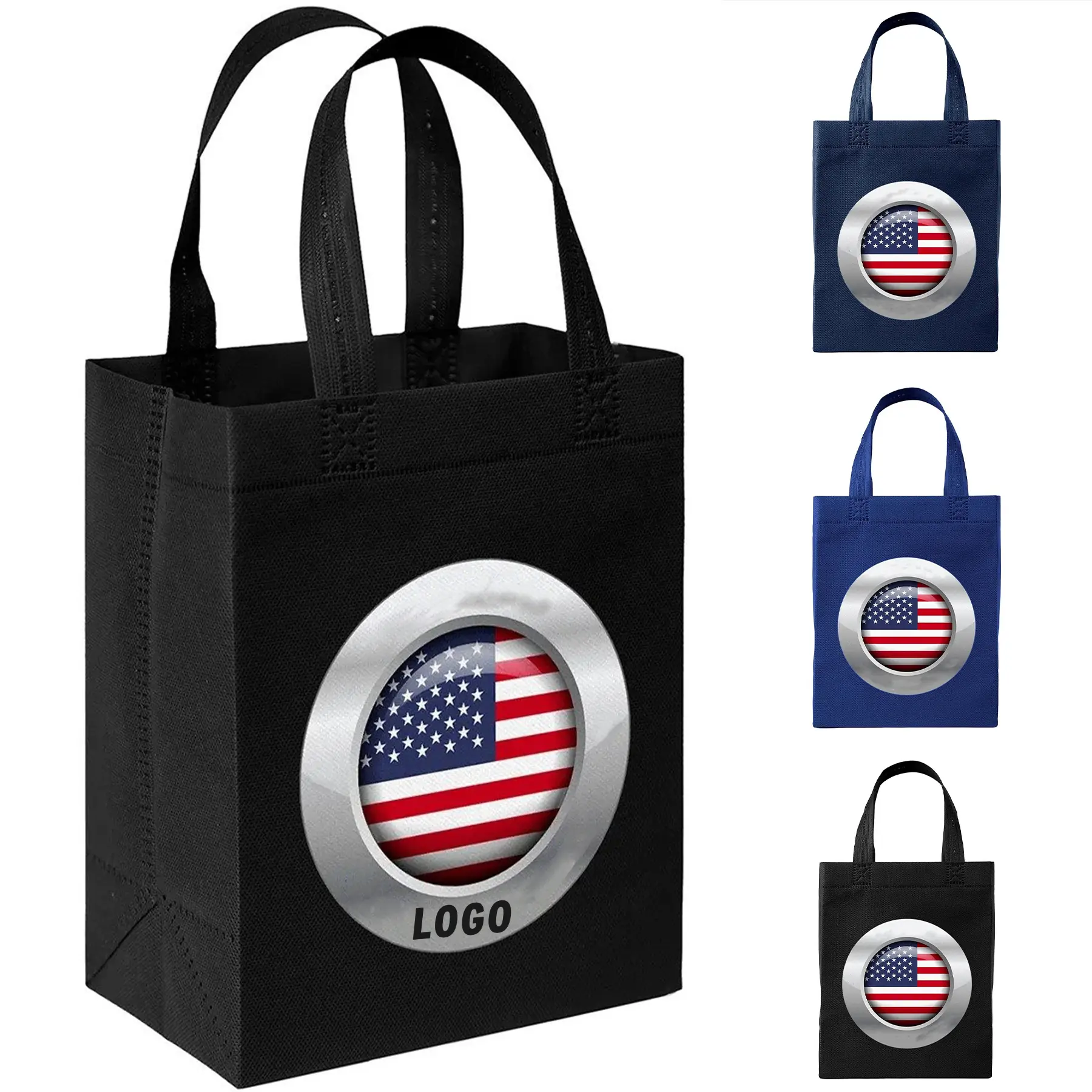 Colorful Non Woven Tote Bags Bulk Set Eco Friendly Customizable 2