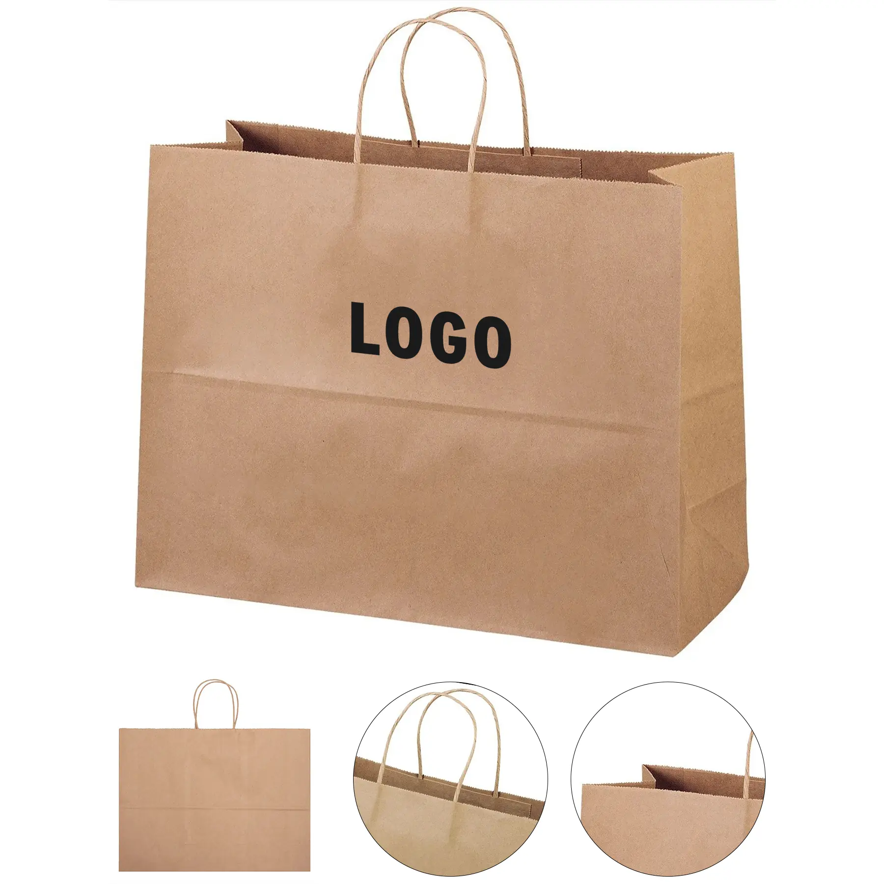 Brown Kraft Recycled Paper Shopping Bags with Handles 2
