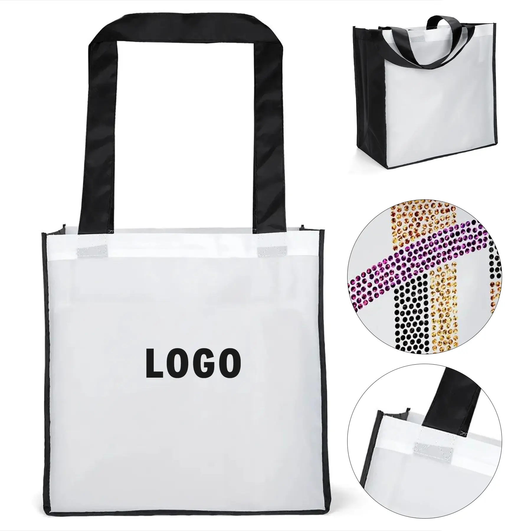 Sparkle Polyester Tote Black Gussets 2