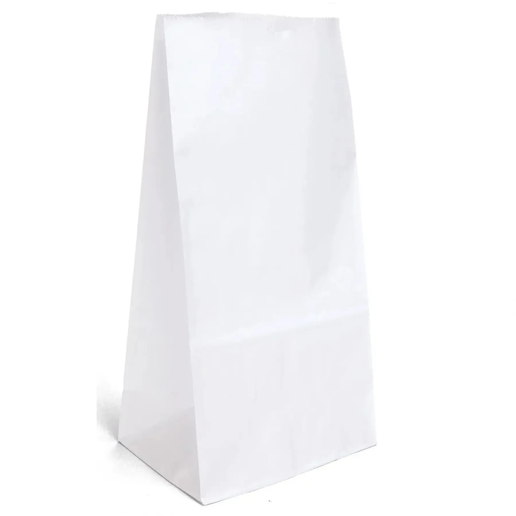White Kraft Paper Bag Side Gusset Serrated Cut Top