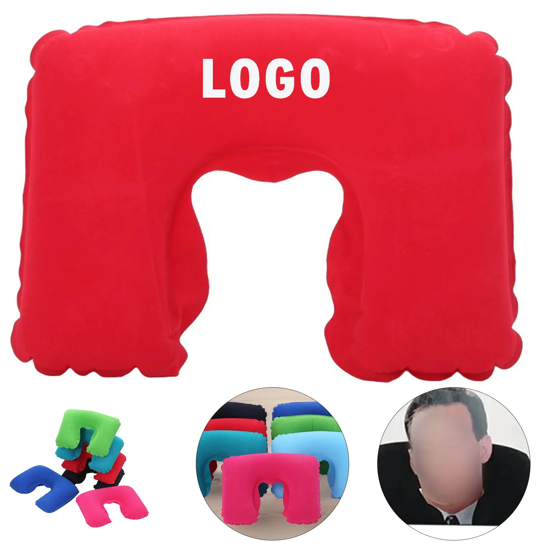 Compact Inflatable Travel Neck Support Cushion with Storage Pouch 2