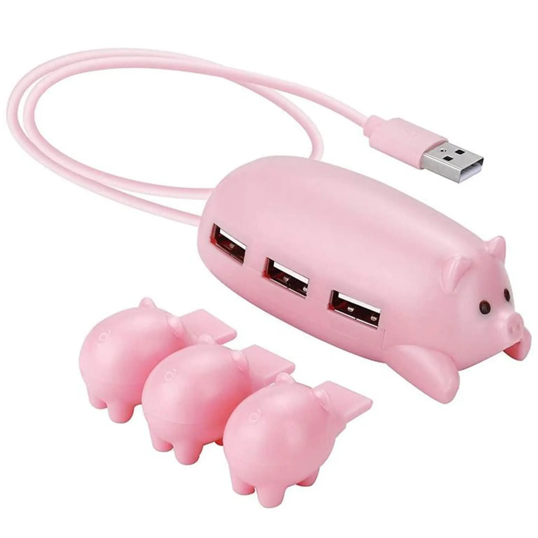 Cute Piggy 3 Port USB Hub Baby Pig Covers Indicator Light