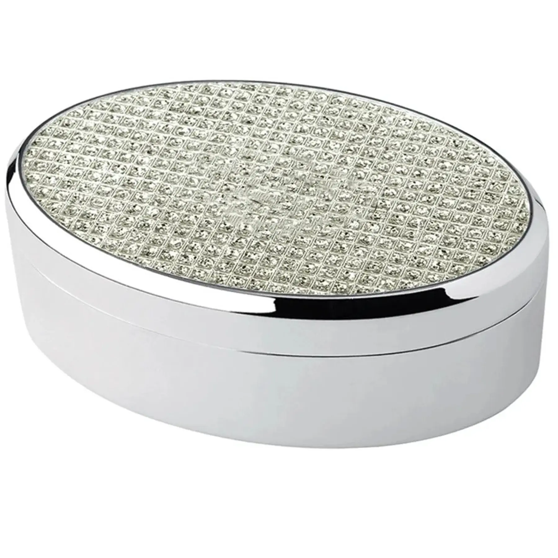 Elegant Silver Plated Oval Jewelry Box