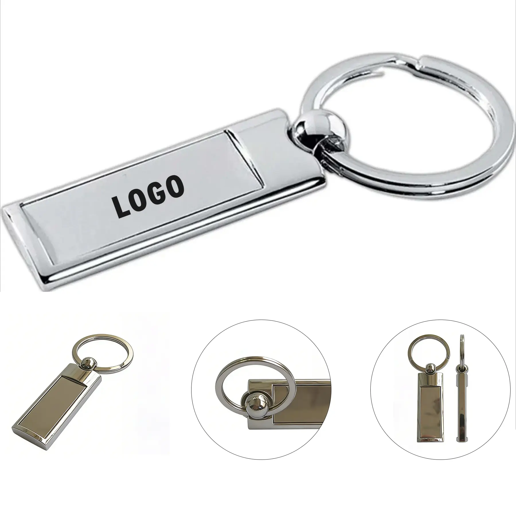Rectangular Nickel Keyring for Corporate Gifts 2