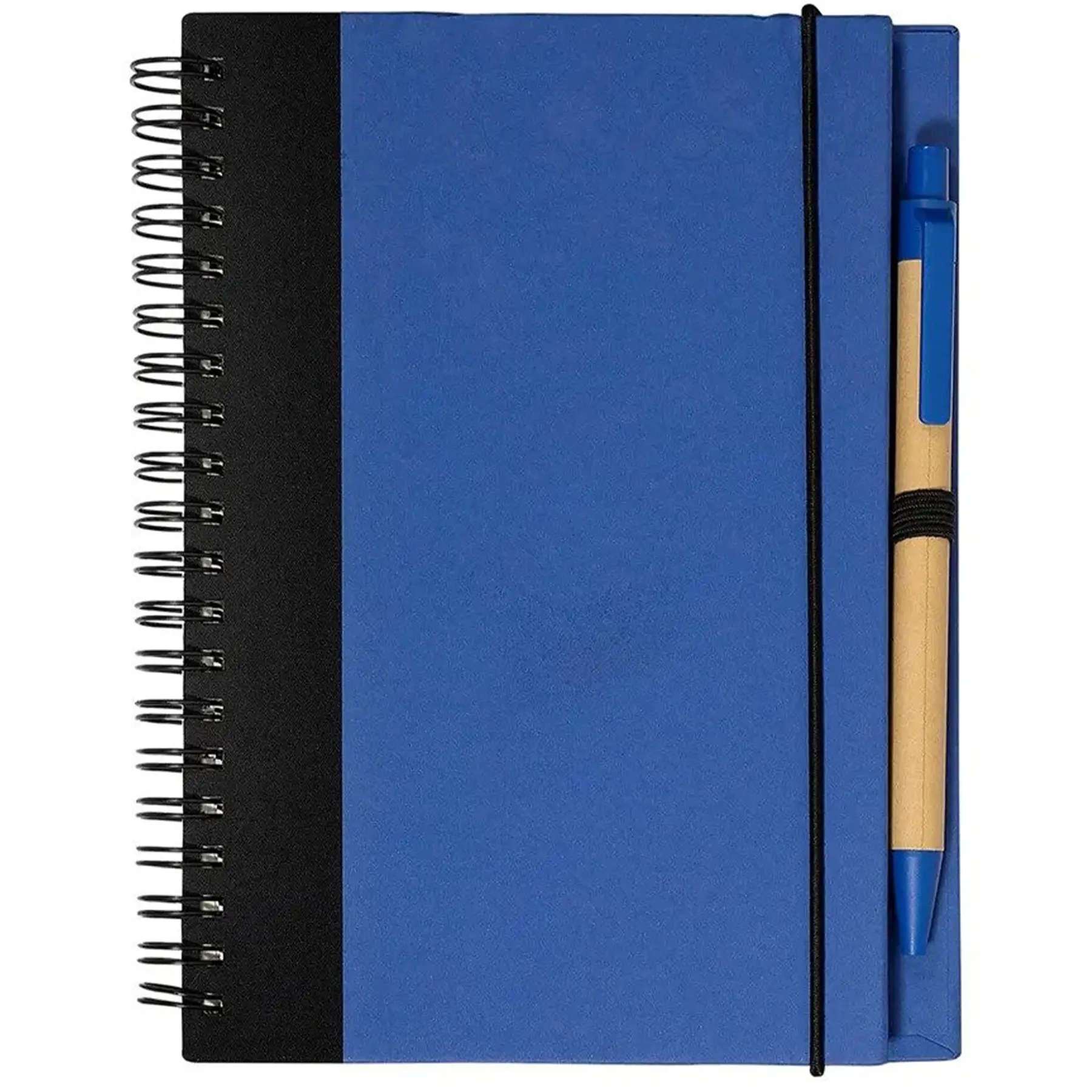 Hard Cover Kraft Spiral Notebook 70 Lined Sheets Pen Set Elastic Loop