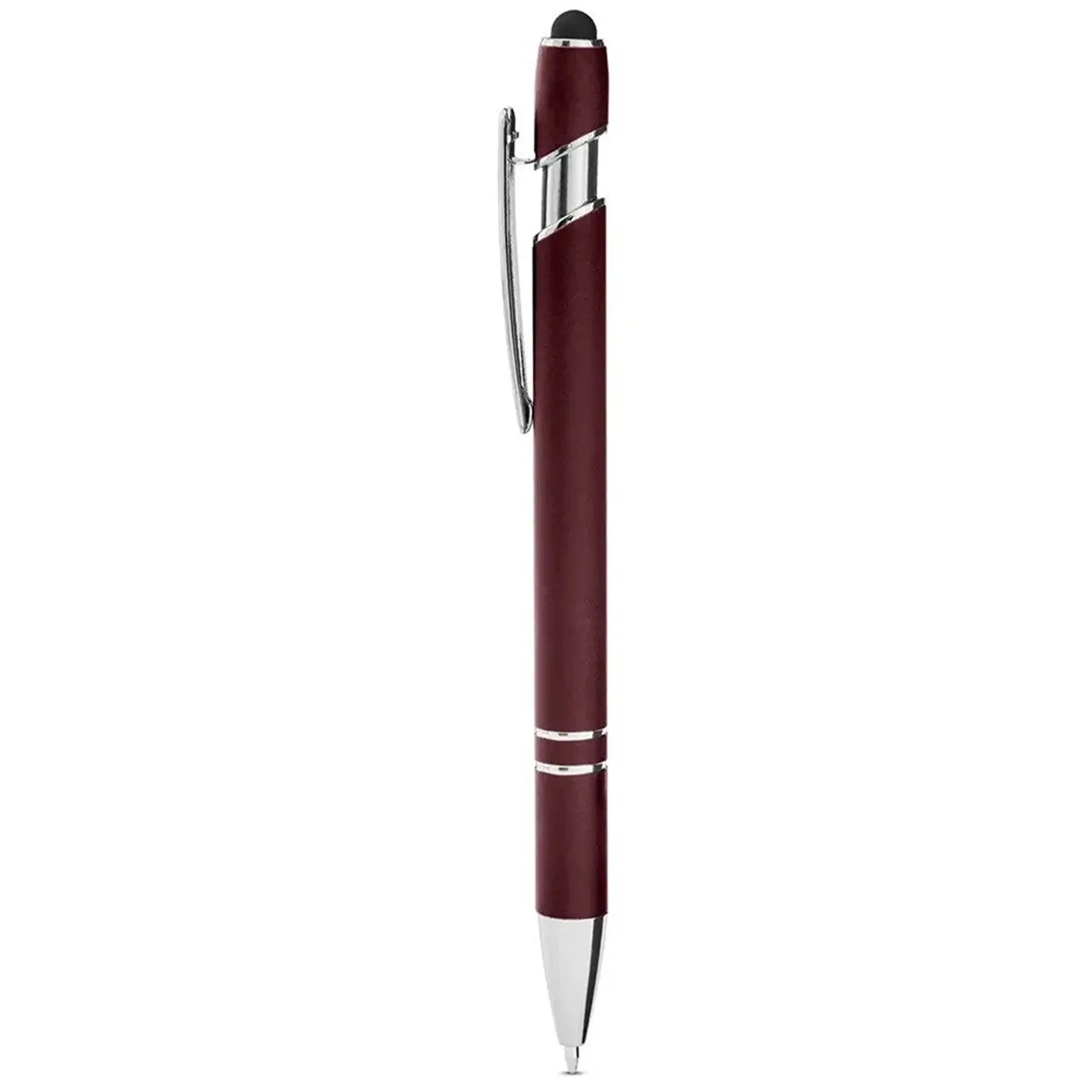 Rubberized Aluminum Retractable Stylus Pen Click Silicone Tip Medium Black Ink