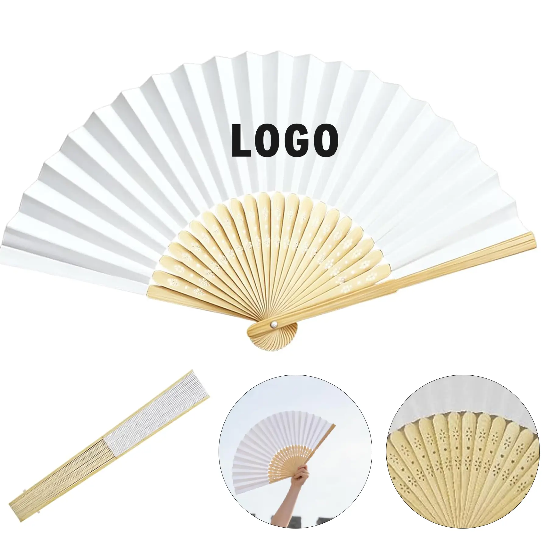 Bamboo Folding Hand Fan Customizable Wedding Giveaway 2