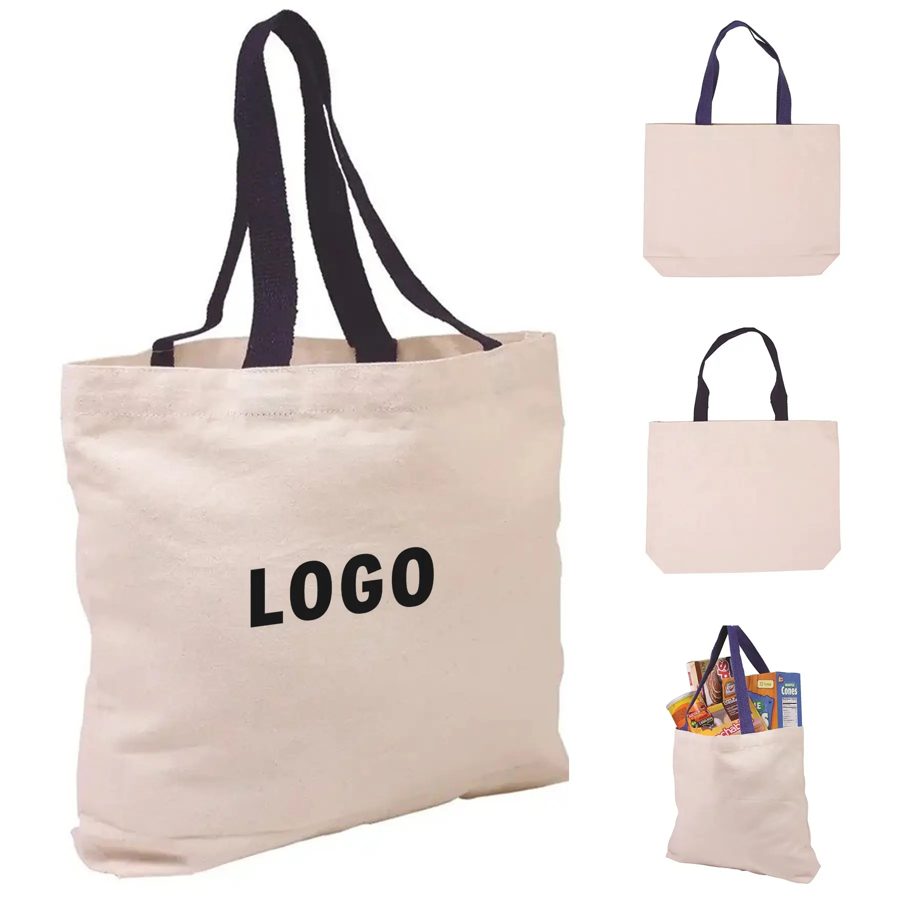 Color Block Cotton Canvas Tote 2