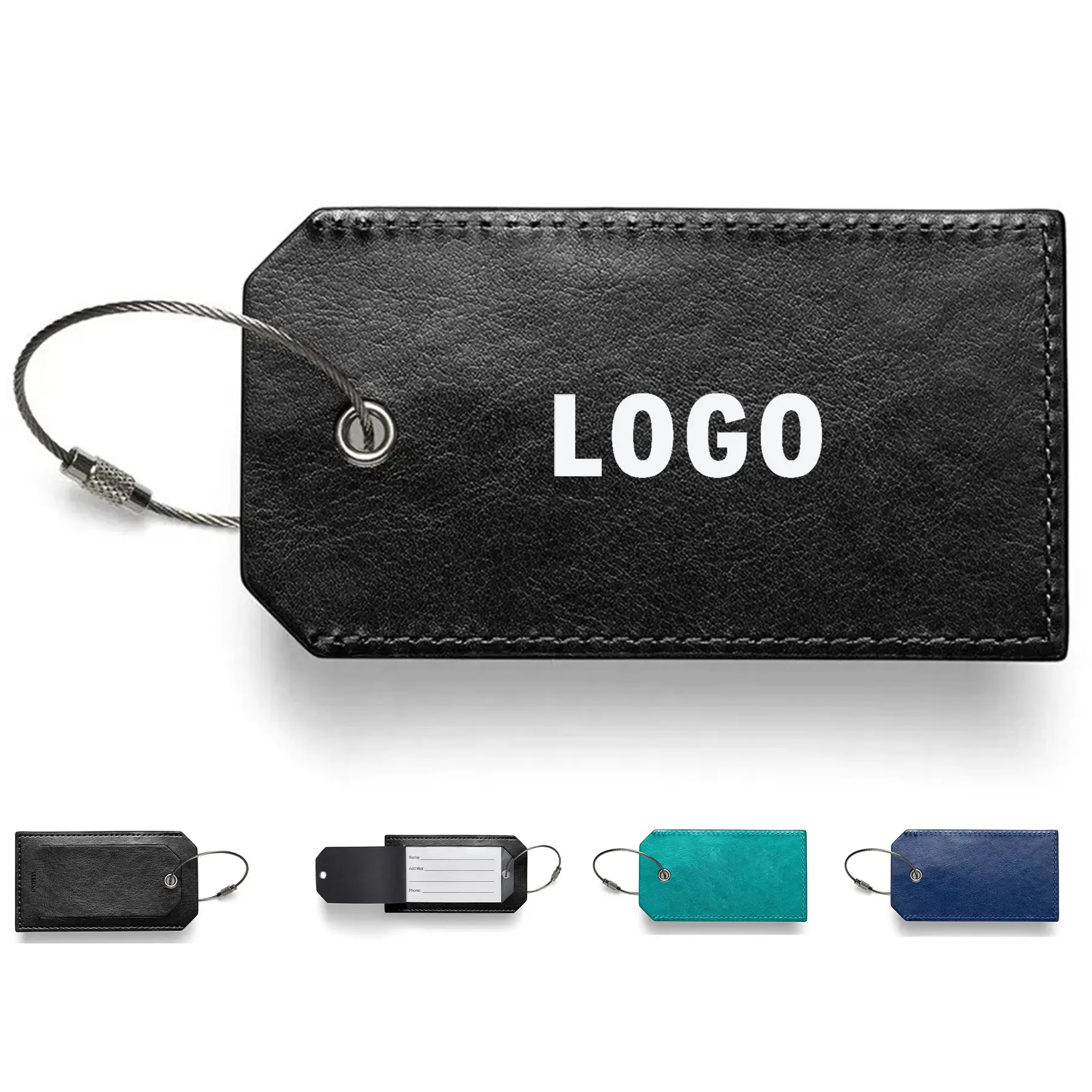 Personalized Luggage Tag Clear PVC Display Steel Cable 2