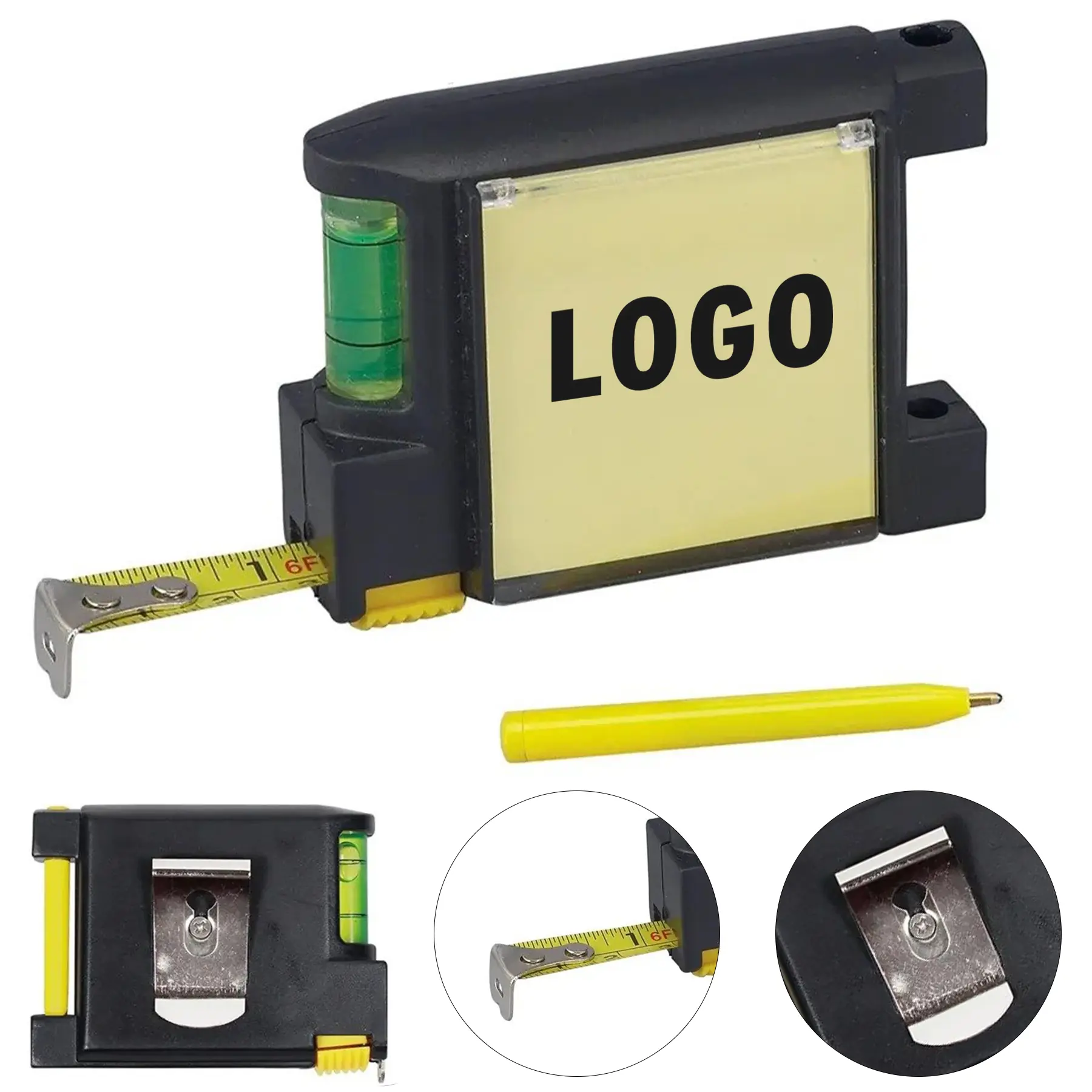 Self Locking Tape Measure 6.5 Feet Level Notepad Pen Set 2