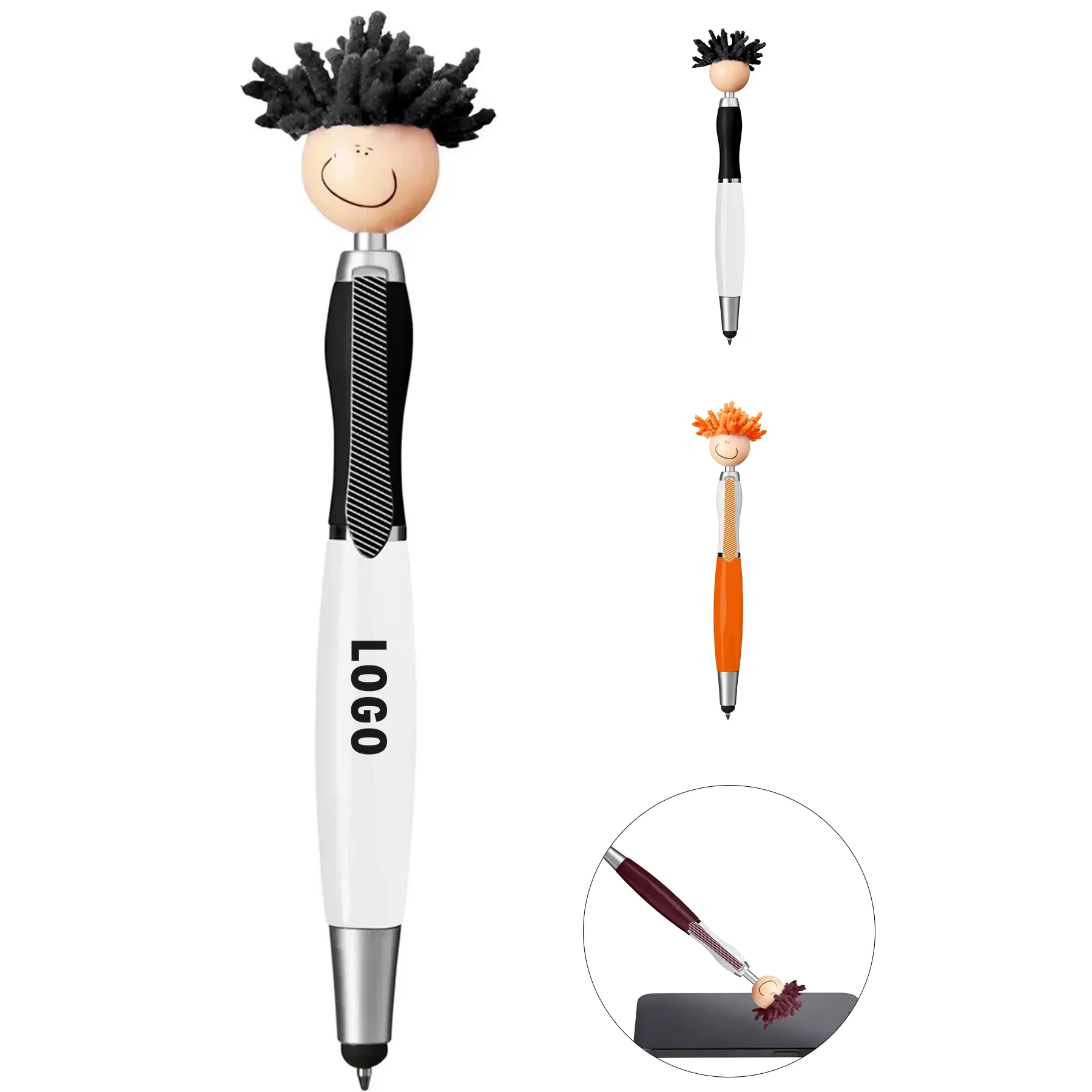 Smiley Face Stylus Pen Microfiber Mop Hair Cleaner 2