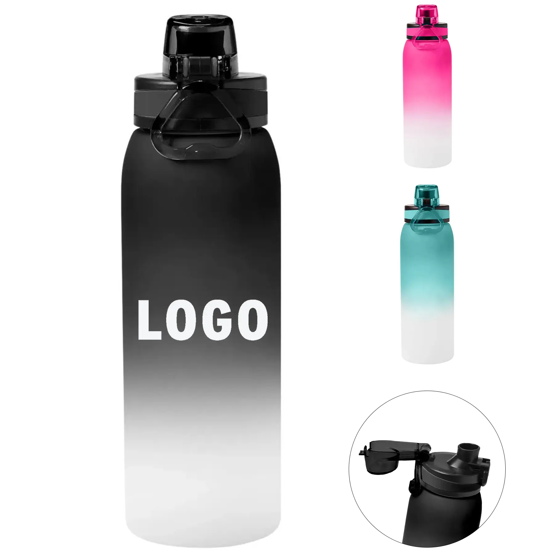 Gradient 30oz PCTG Plastic Fruit Infuser Water Bottle Flip Lid 2