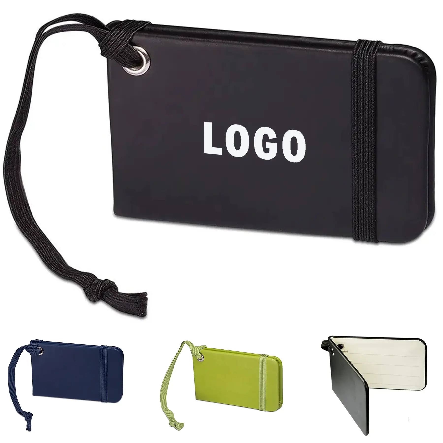 Personalized Faux Leather Luggage Tag Elastic Loop Strap 2