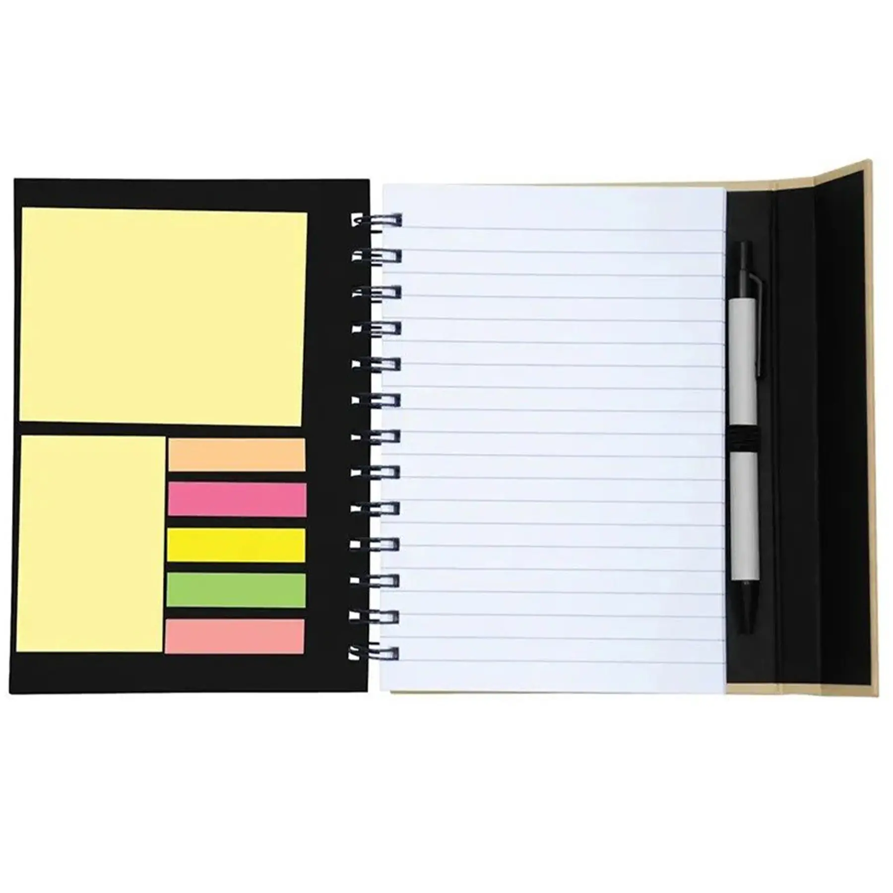 Spiral Bound Organizer Notebook Set: Sticky Notes, Pen, Flags
