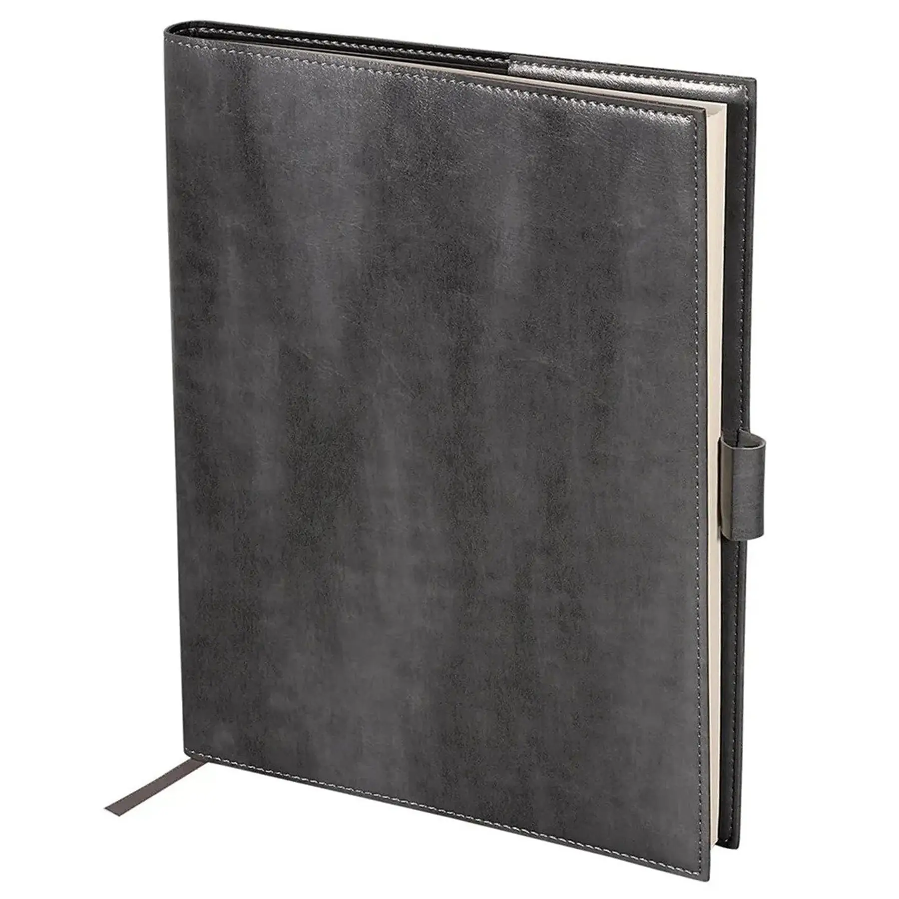 Soft PU Leather Refillable Journal with Ribbon Bookmark, Wide Ruled Notebook, 128 Cream Pages