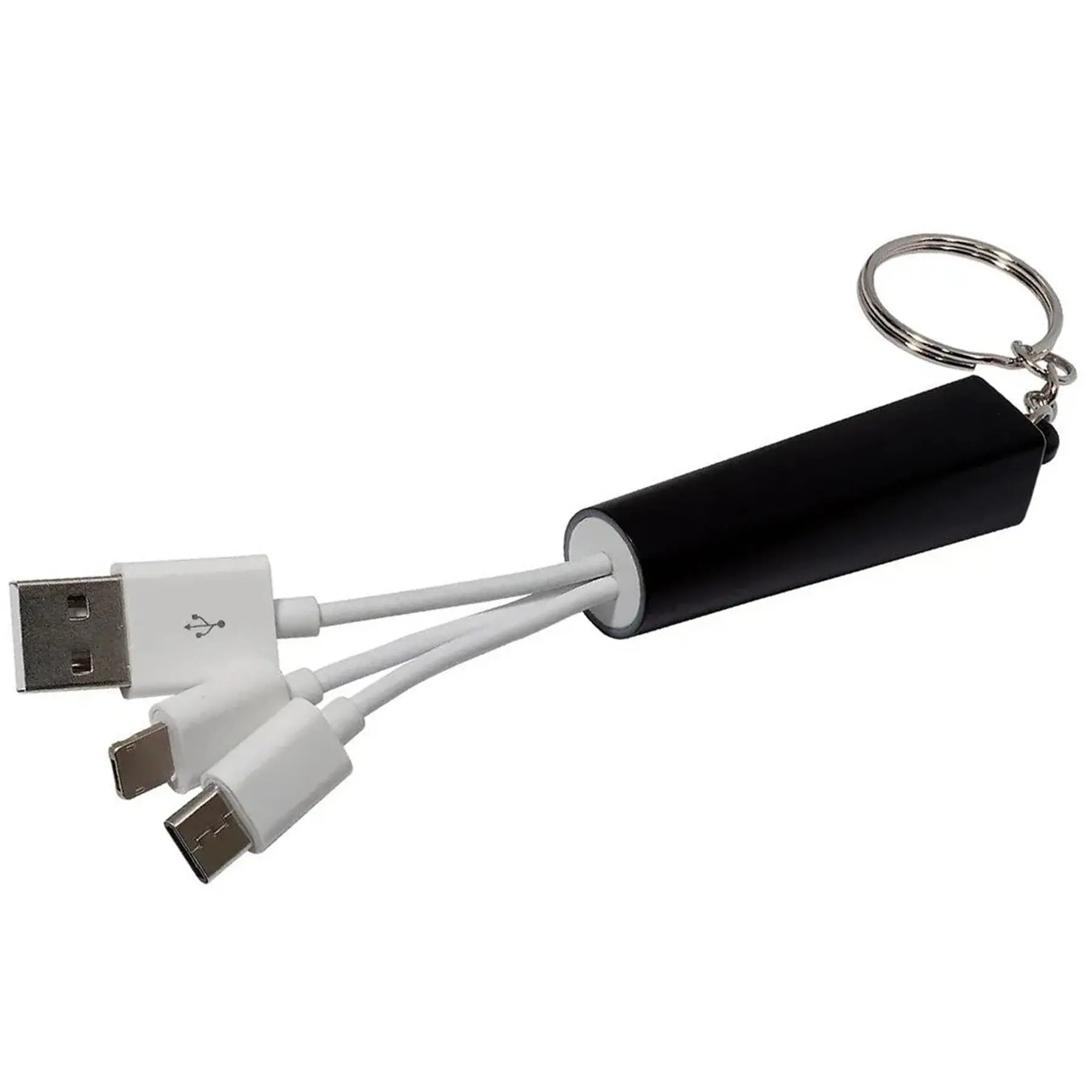 Glowing Logo Dual USB Charging Cable Keychain