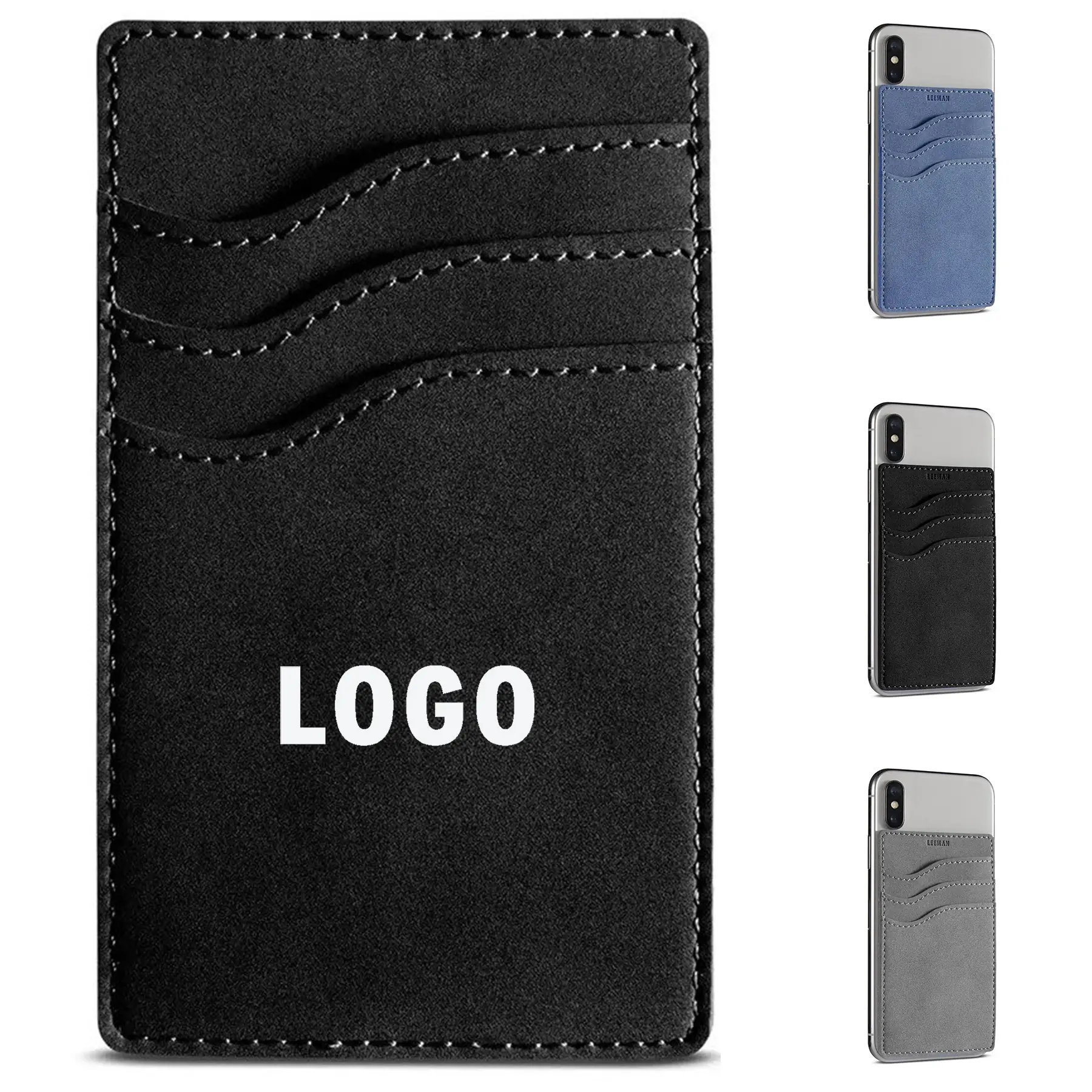 Faux Suede RFID Blocking Phone Wallet 3 Card Slots 2